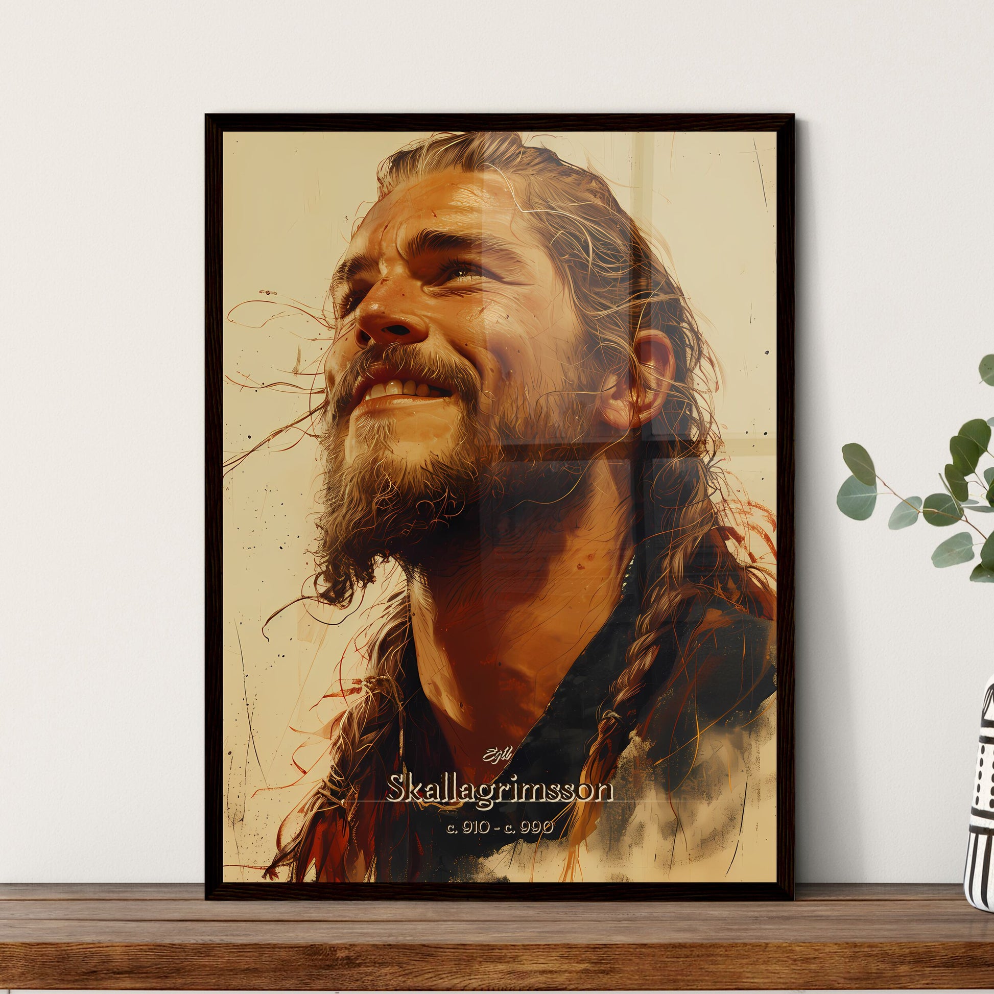Egil, Skallagrimsson, c. 910 - c. 990, A Poster of a man with long hair and braided hair smiling Default Title