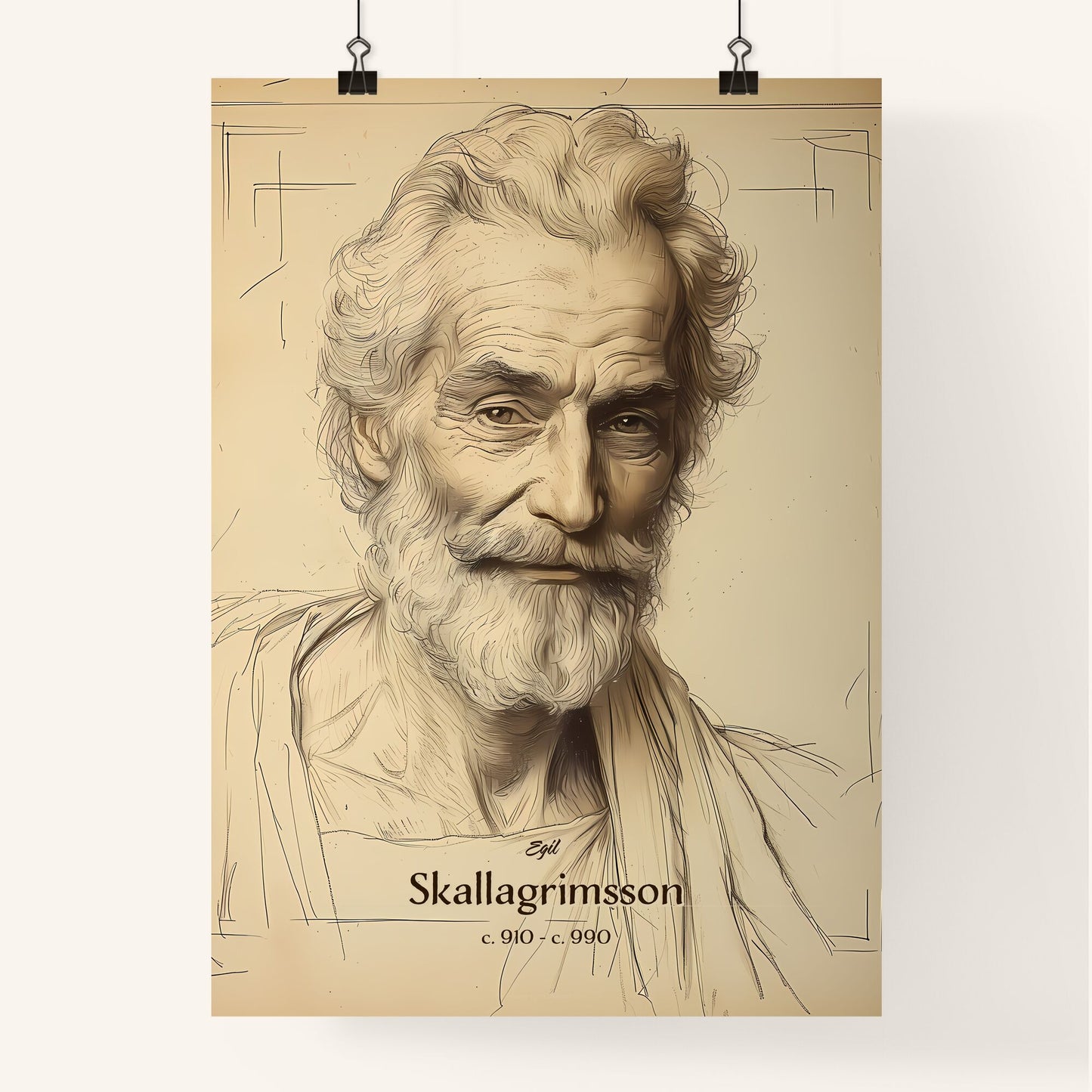 Egil, Skallagrimsson, c. 910 - c. 990, A Poster of a drawing of a man with a beard Default Title