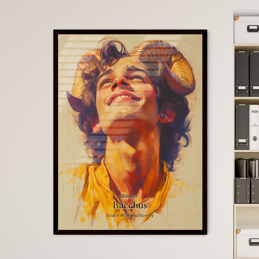 Dionysus, Bacchus, God of Wine and Revelry, A Poster of a man with horns looking up Default Title