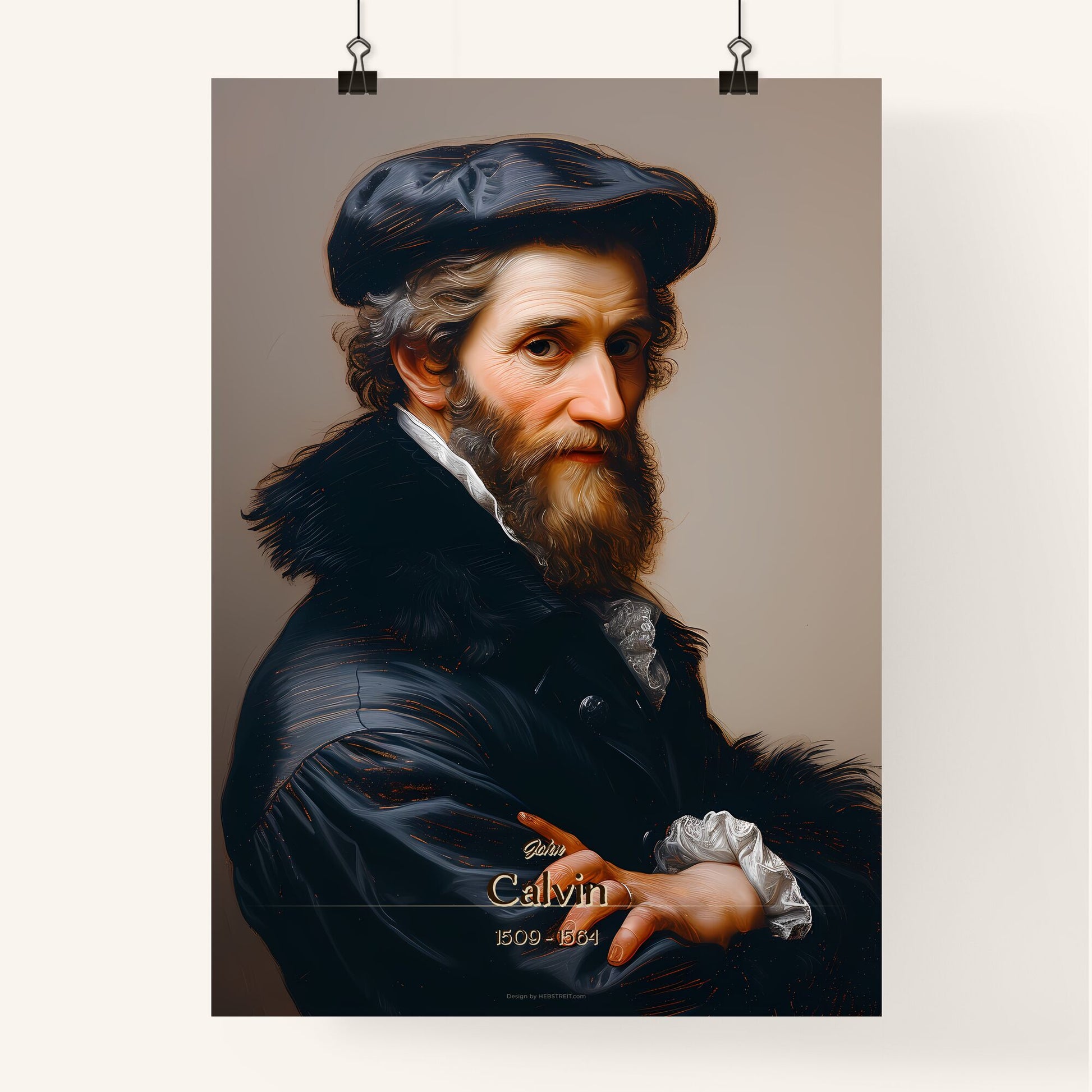 John, Calvin, 1509 - 1564, A Poster of a man with a beard and a black hat Default Title