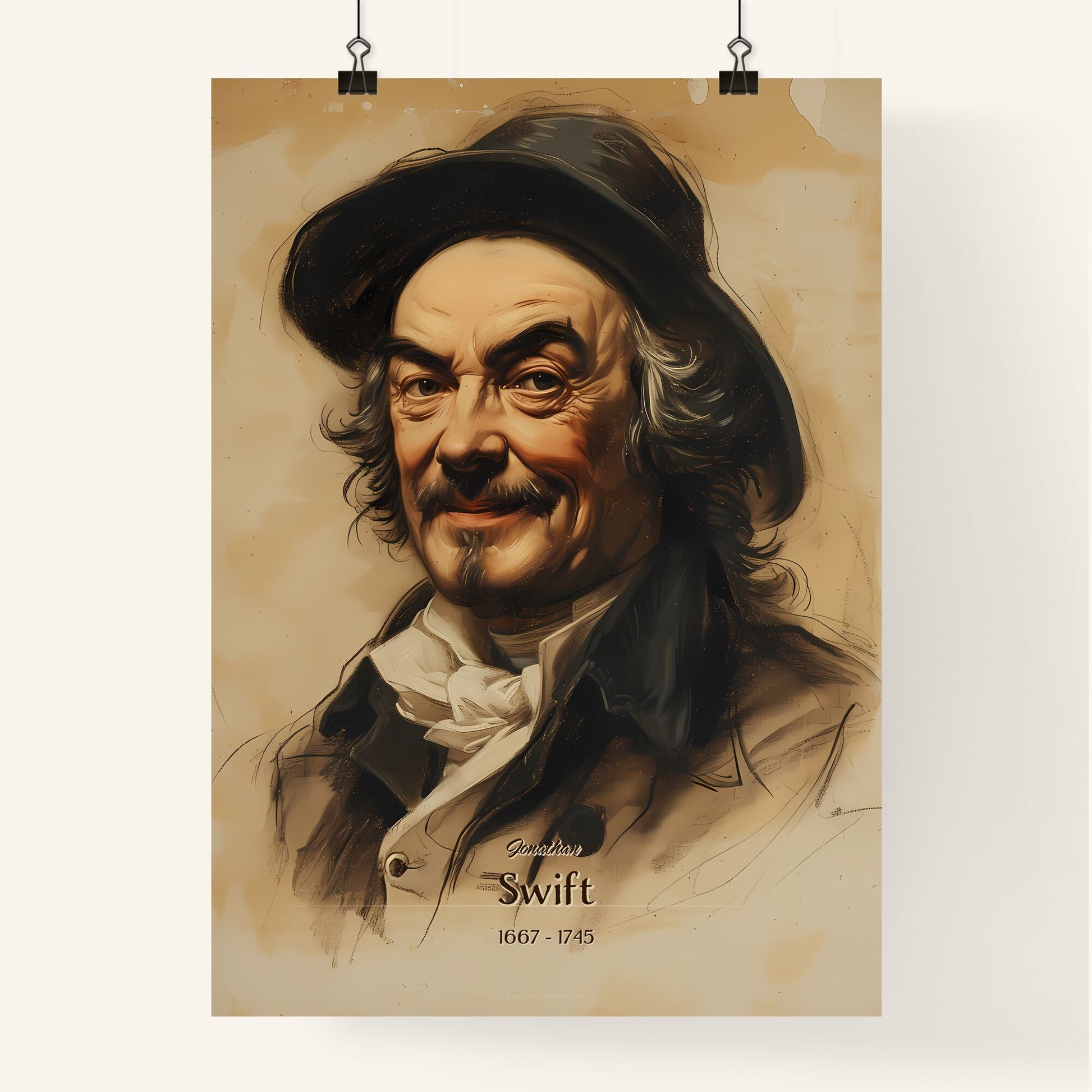 Jonathan, Swift, 1667 - 1745, A Poster of a man with a hat Default Title