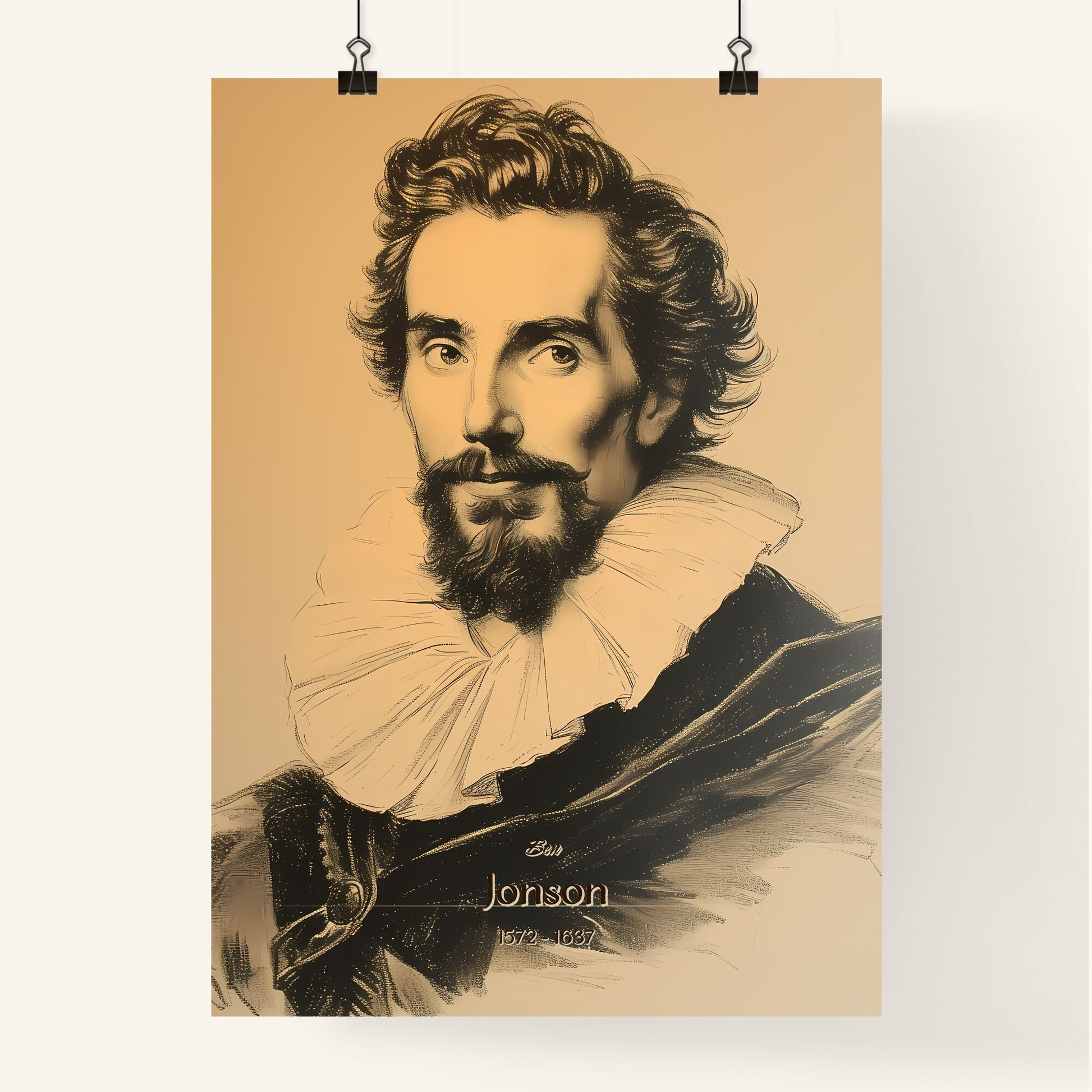 Ben, Jonson, 1572 - 1637, A Poster of a man with a beard and ruffled collar Default Title