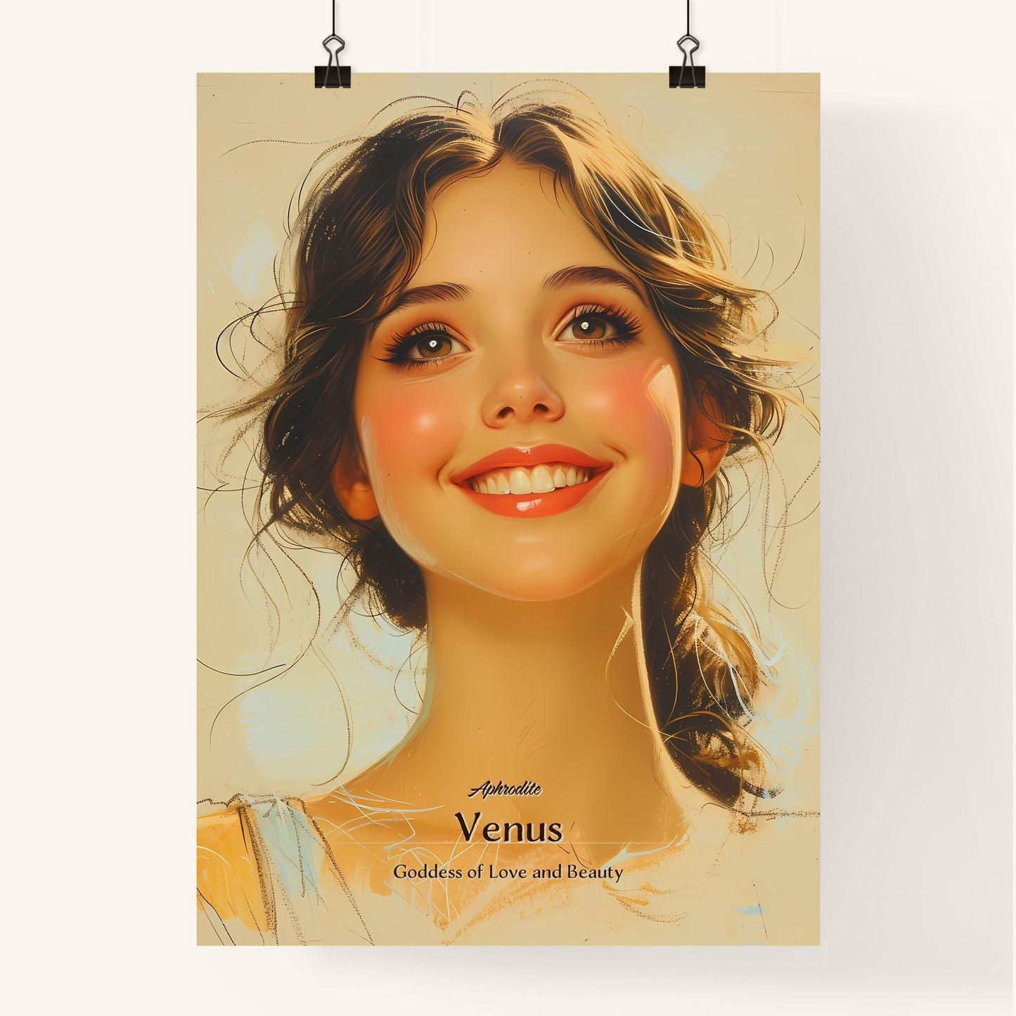 Aphrodite, Venus, Goddess of Love and Beauty, A Poster of a woman with long hair and makeup Default Title