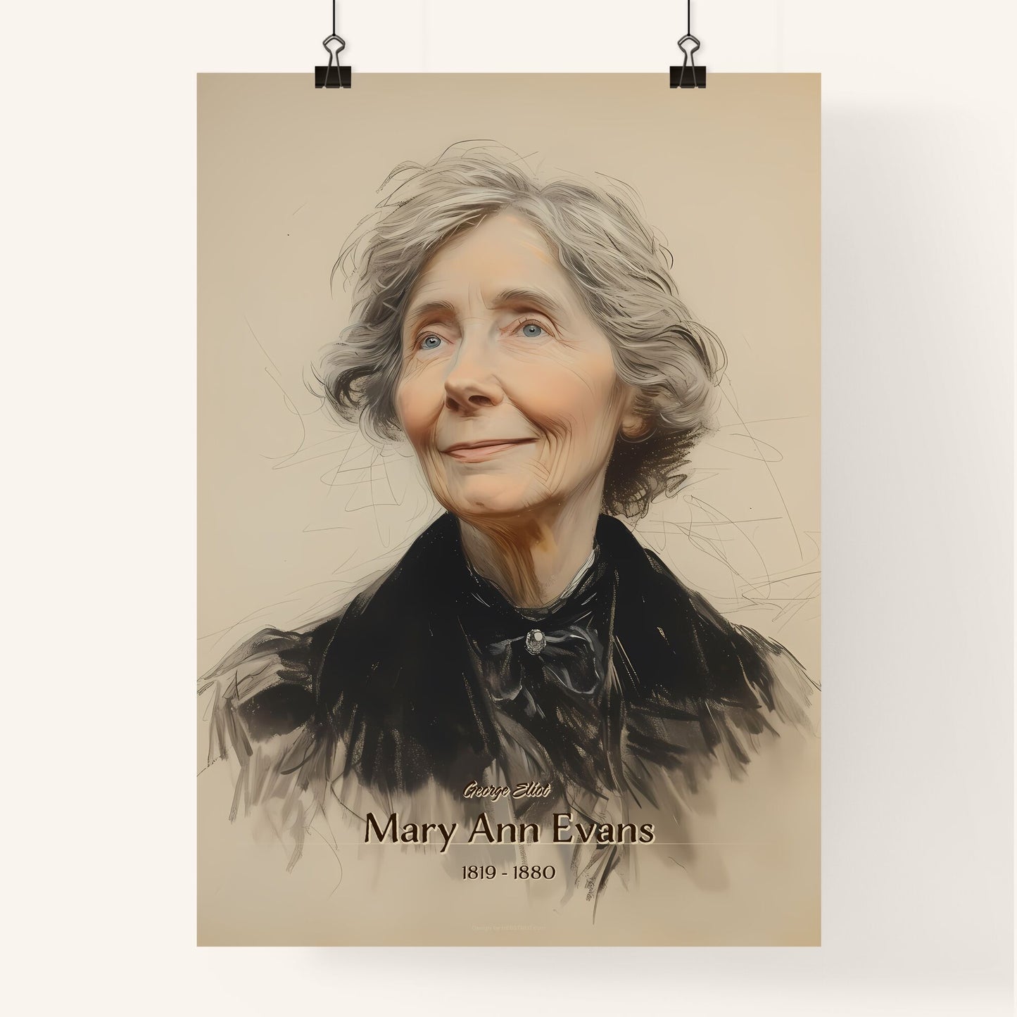 George Eliot, Mary Ann Evans, 1819 - 1880, A Poster of a woman with grey hair Default Title