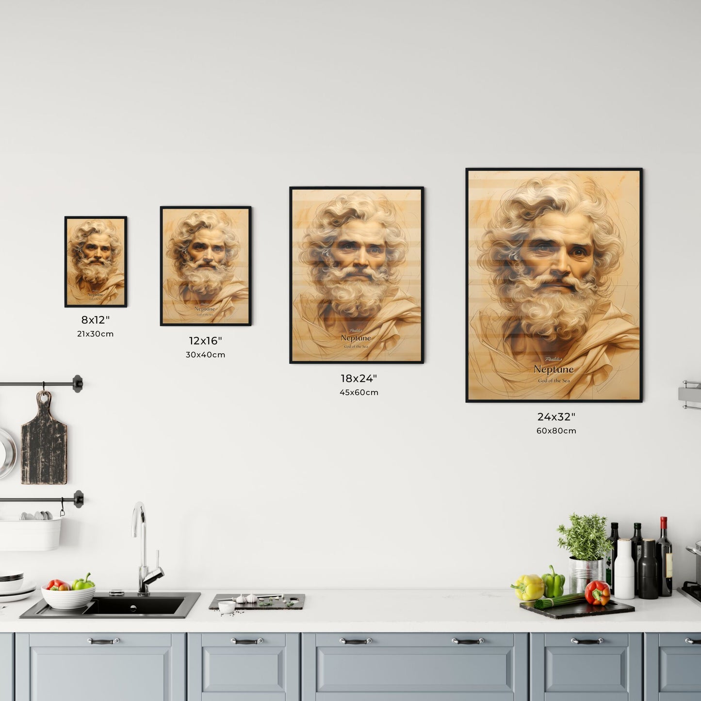 Poseidon, Neptune, God of the Sea, A Poster of a drawing of a man with a beard Default Title