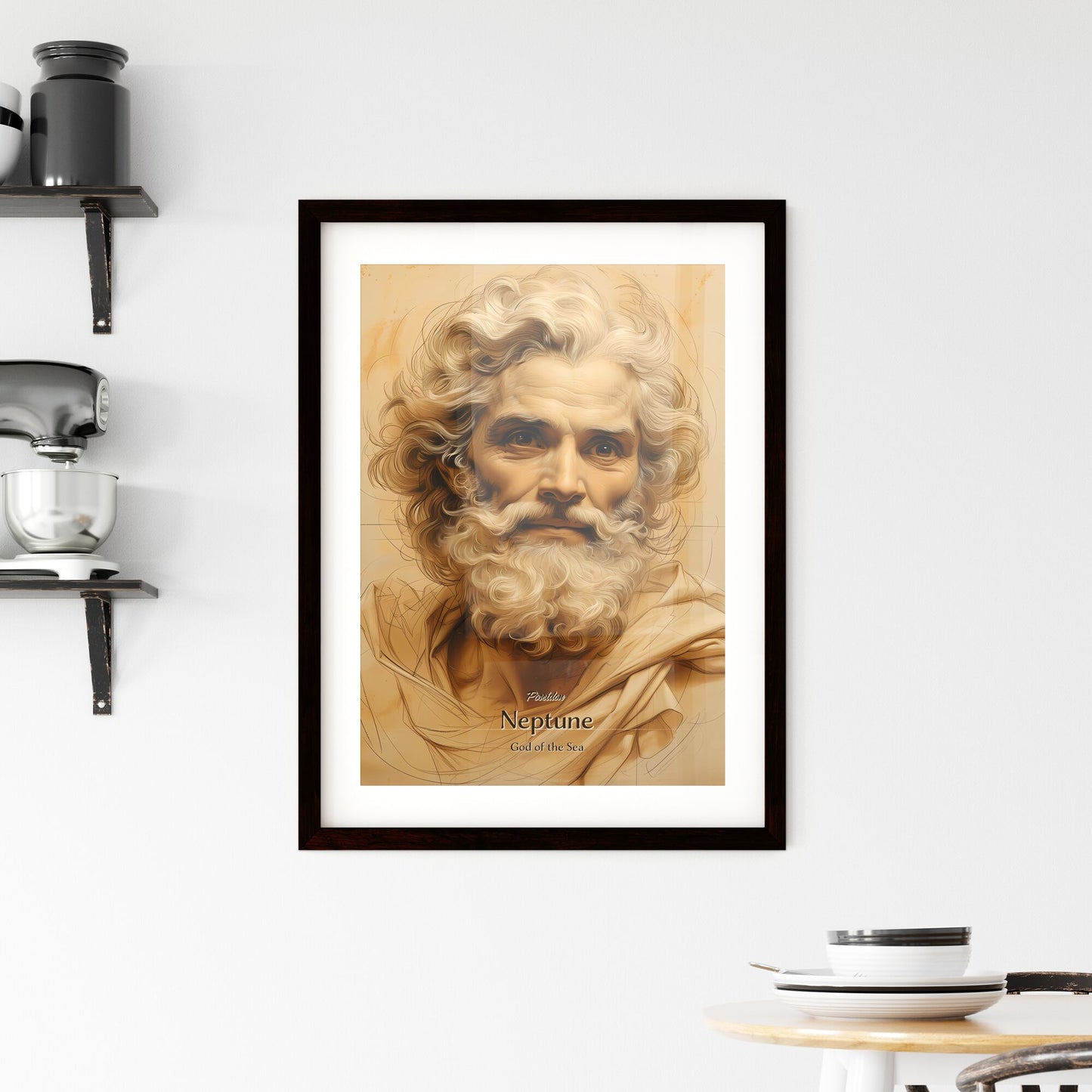 Poseidon, Neptune, God of the Sea, A Poster of a drawing of a man with a beard Default Title