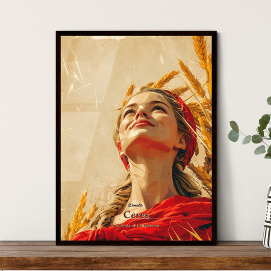 Demeter, Ceres, Goddess of the Harvest, A Poster of a woman looking up at wheat Default Title