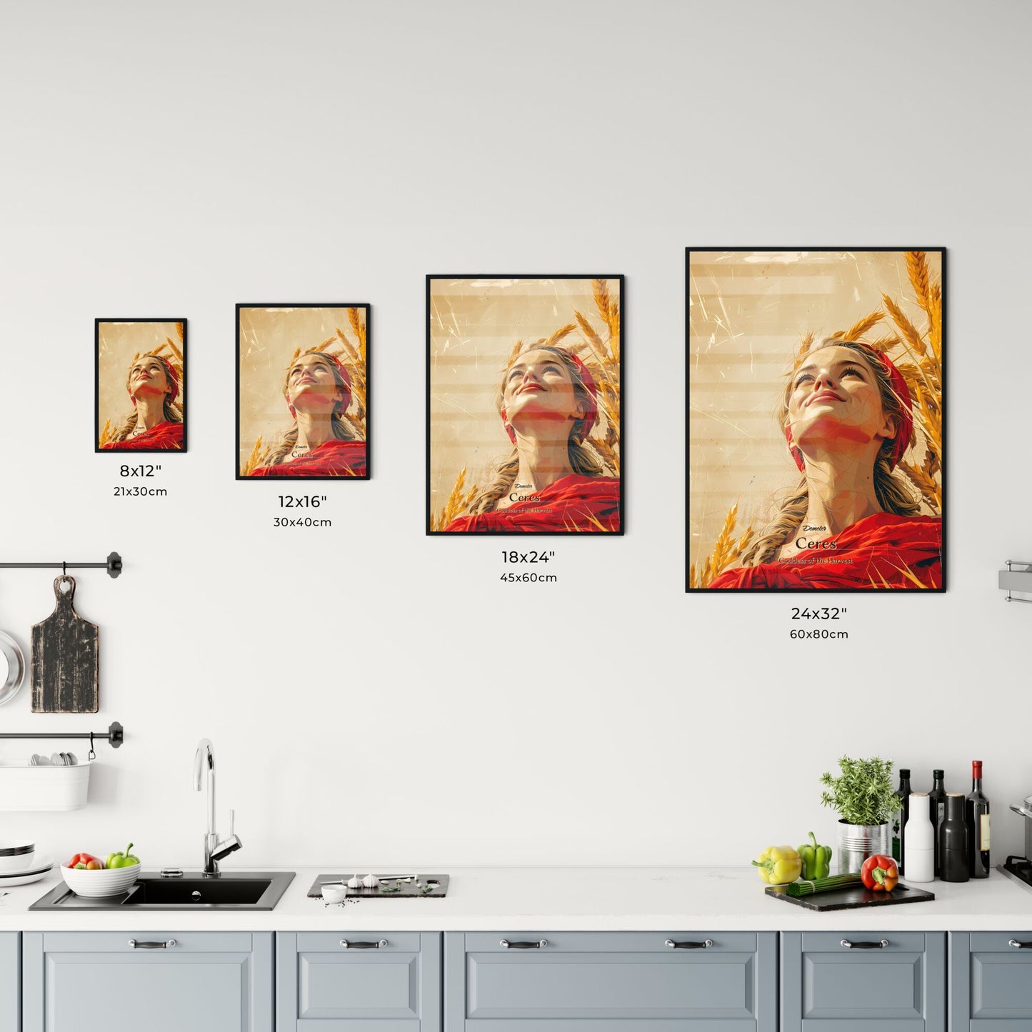 Demeter, Ceres, Goddess of the Harvest, A Poster of a woman looking up at wheat Default Title