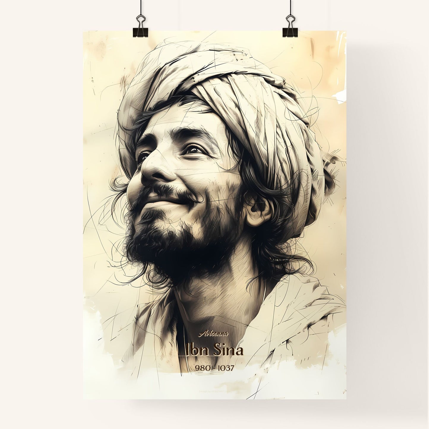 Avicenna, Ibn Sina, 980 - 1037, A Poster of a man with a turban Default Title