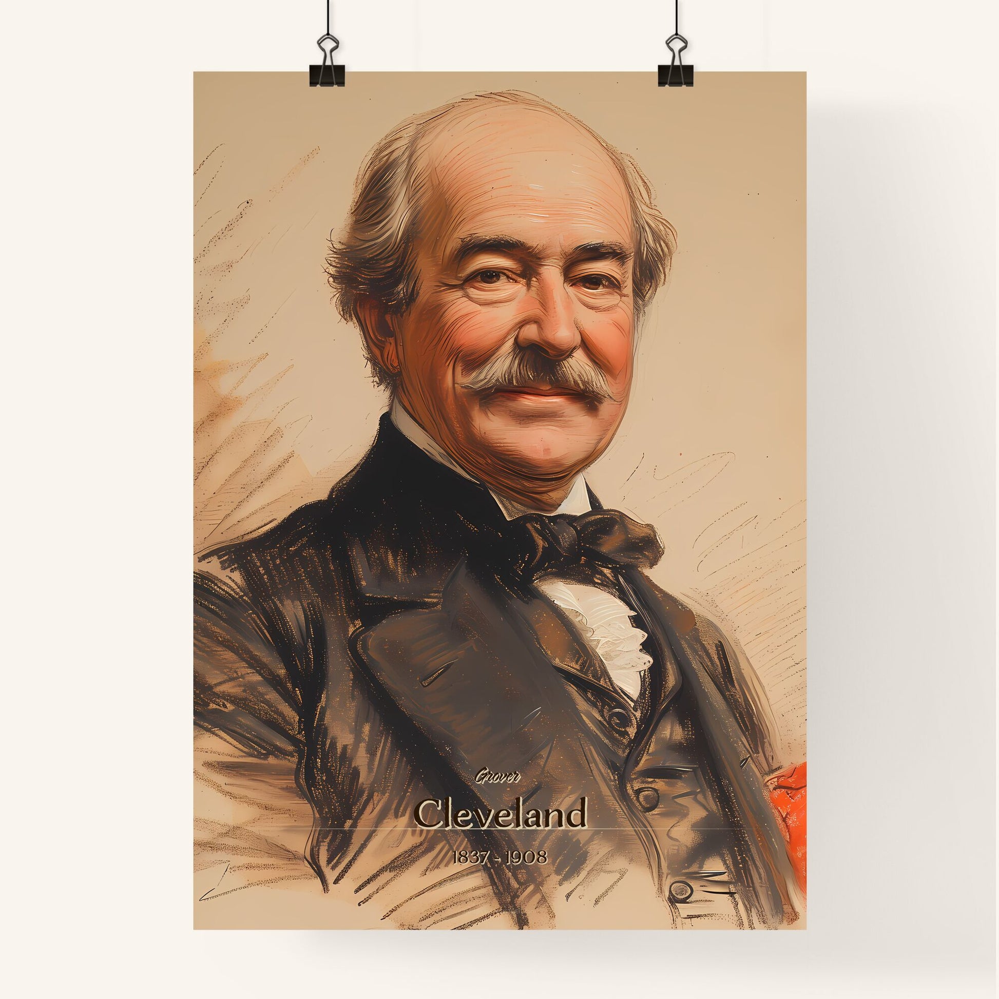 Grover, Cleveland, 1837 - 1908, A Poster of a man with a mustache Default Title