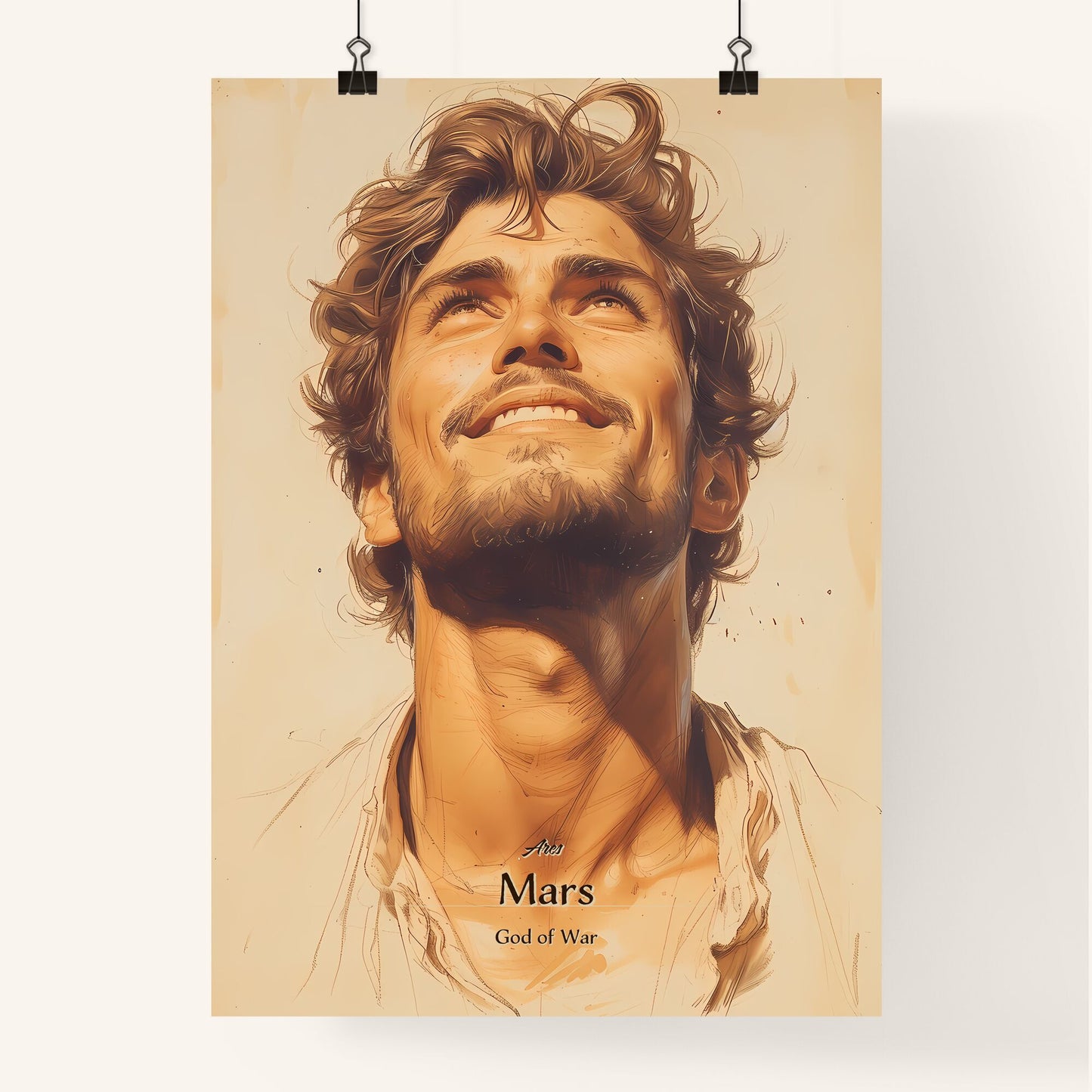 Ares, Mars, God of War, A Poster of a man looking up to the sky Default Title