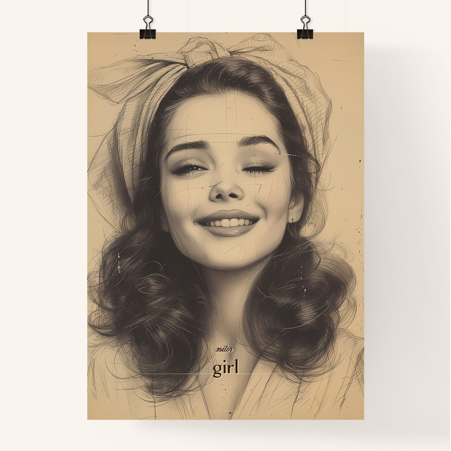 sailor, girl, A Poster of a woman with a bow on her head Default Title