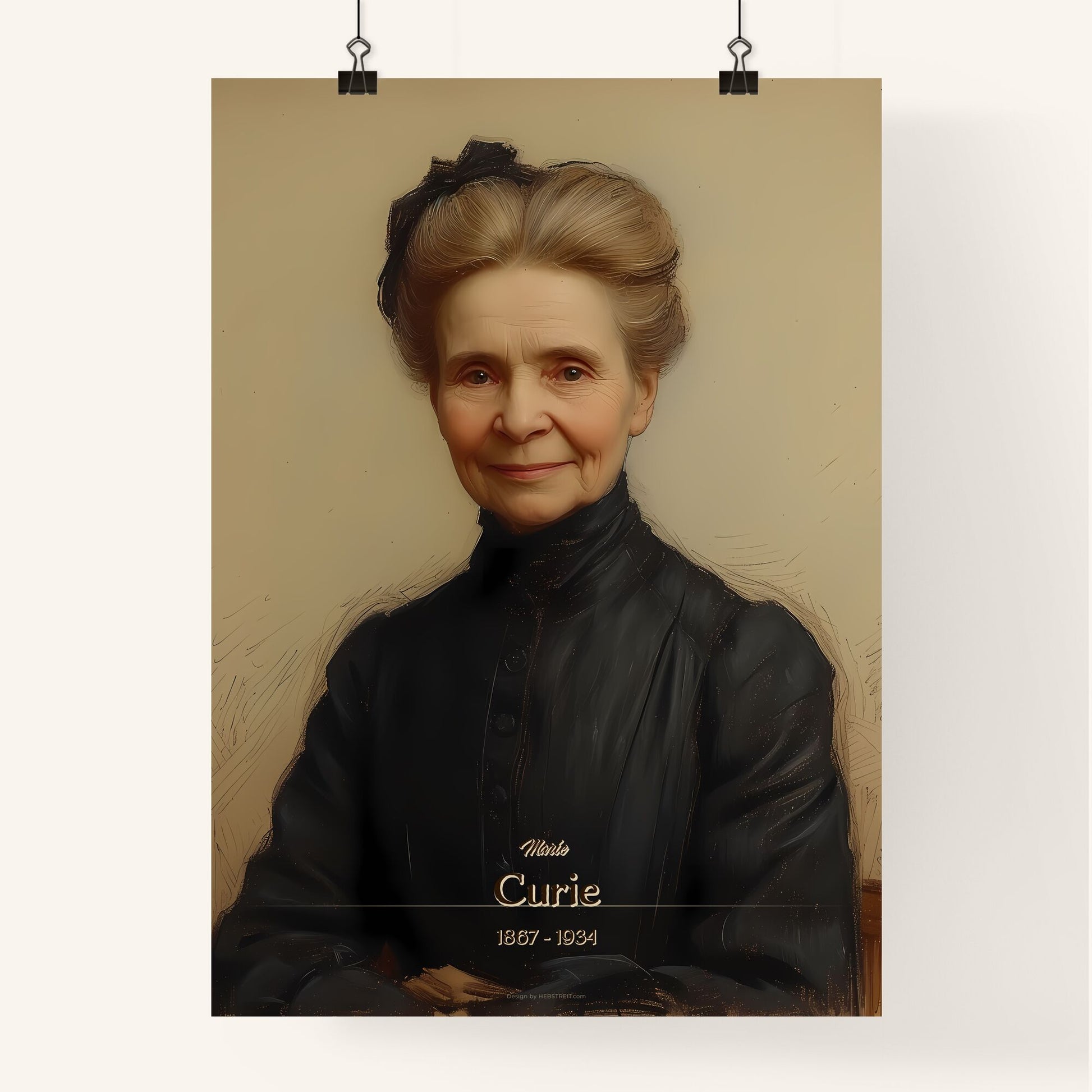Marie, Curie, 1867 - 1934, A Poster of a woman in a black shirt Default Title