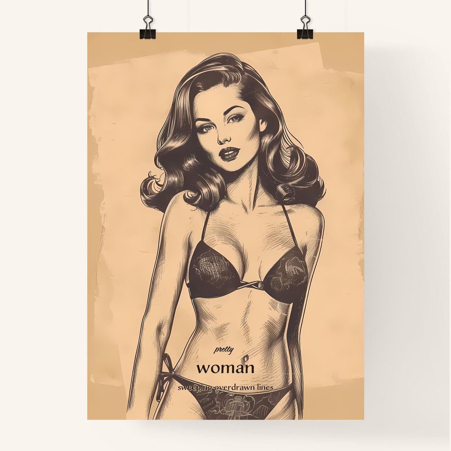 pretty, woman, sweeping overdrawn lines, A Poster of a woman in a garment Default Title