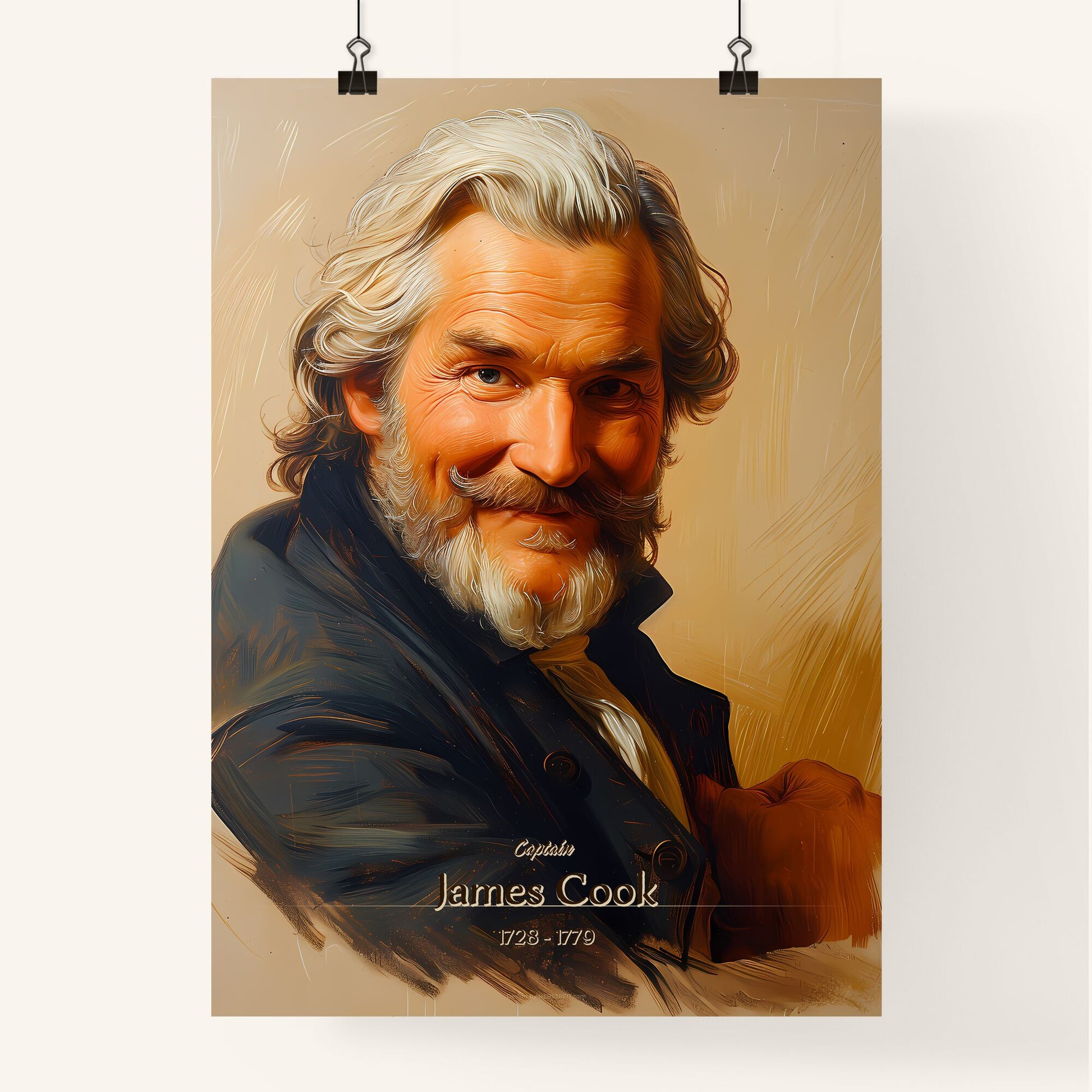 Captain, James Cook, 1728 - 1779, A Poster of a man with a beard and mustache Default Title