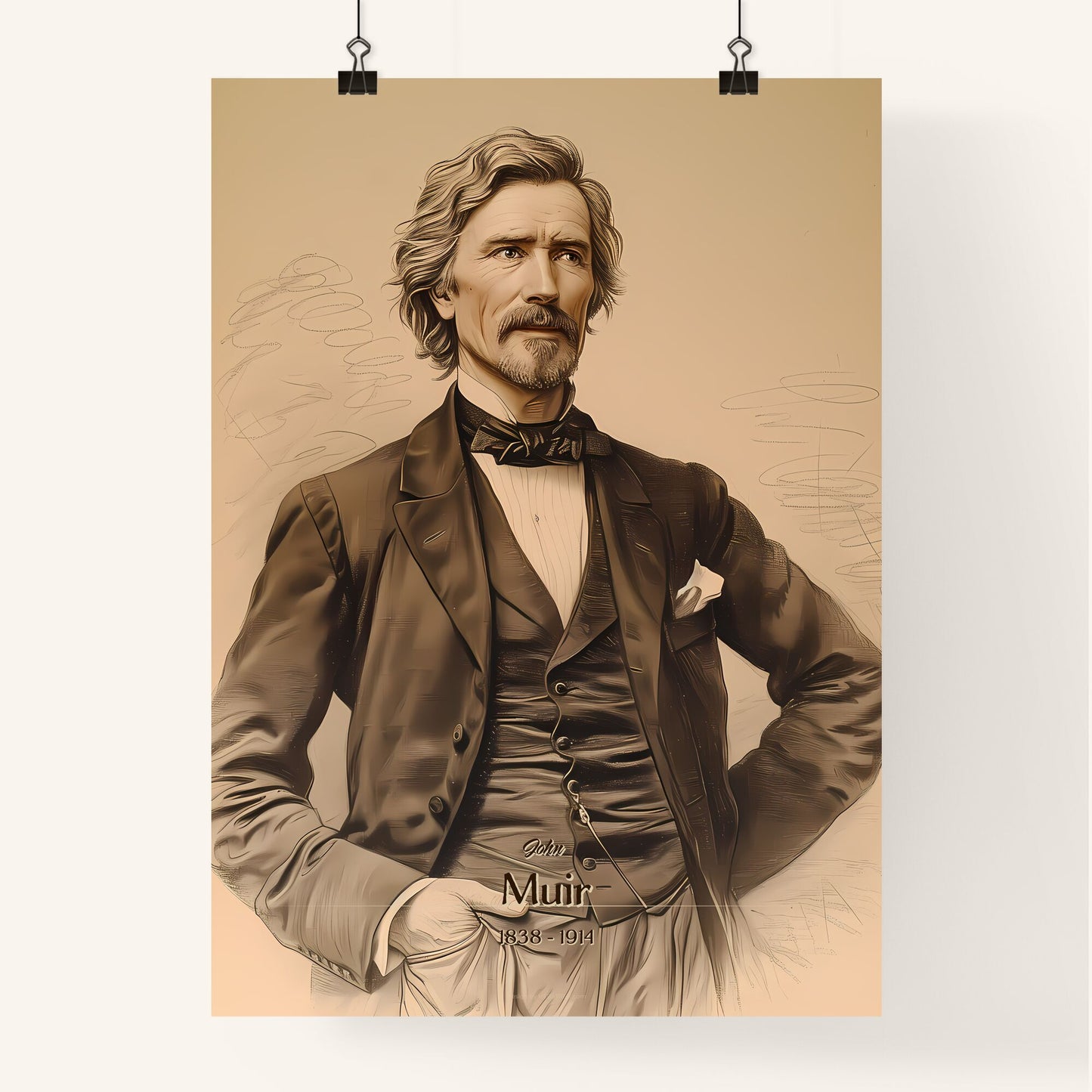 John, Muir, 1838 - 1914, A Poster of a man in a suit with Seated Lincoln in the background Default Title