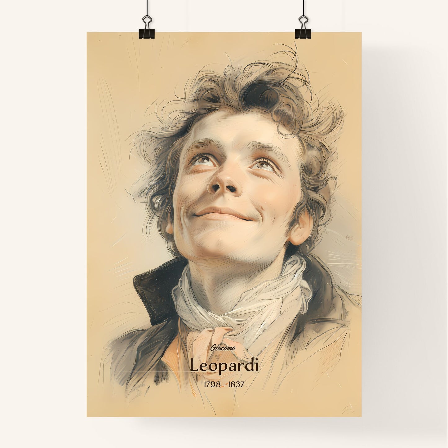 Giacomo, Leopardi, 1798 - 1837, A Poster of a drawing of a man looking up Default Title