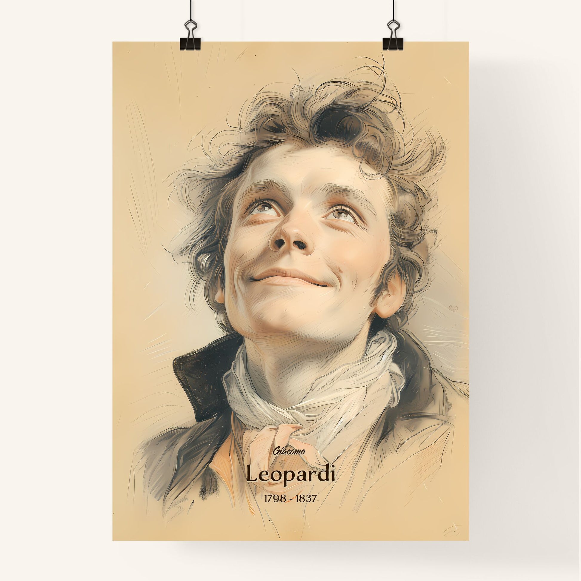 Giacomo, Leopardi, 1798 - 1837, A Poster of a drawing of a man looking up Default Title