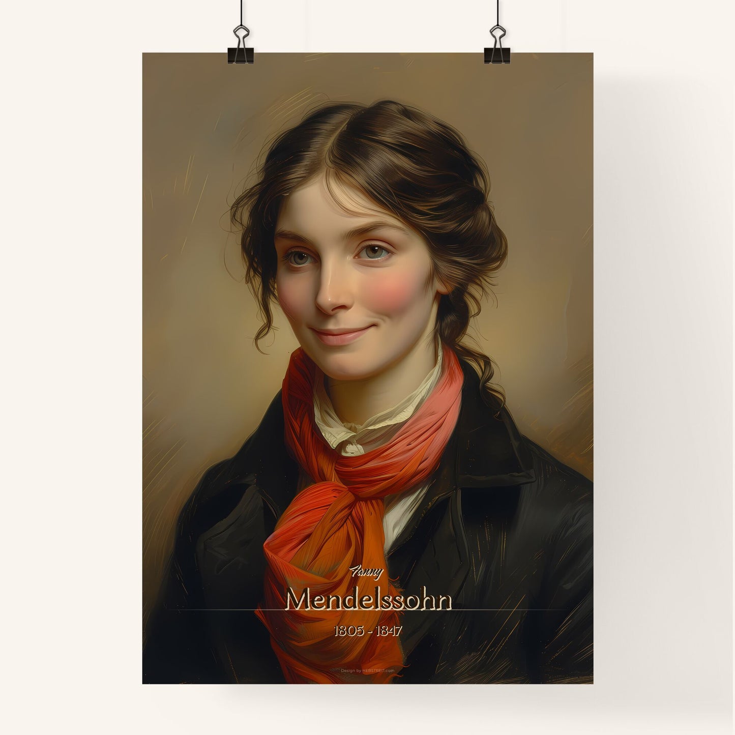 Fanny, Mendelssohn, 1805 - 1847, A Poster of a woman with a red scarf Default Title