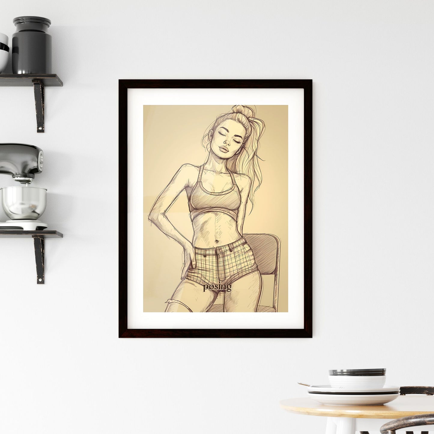 posing, A Poster of a drawing of a woman Default Title