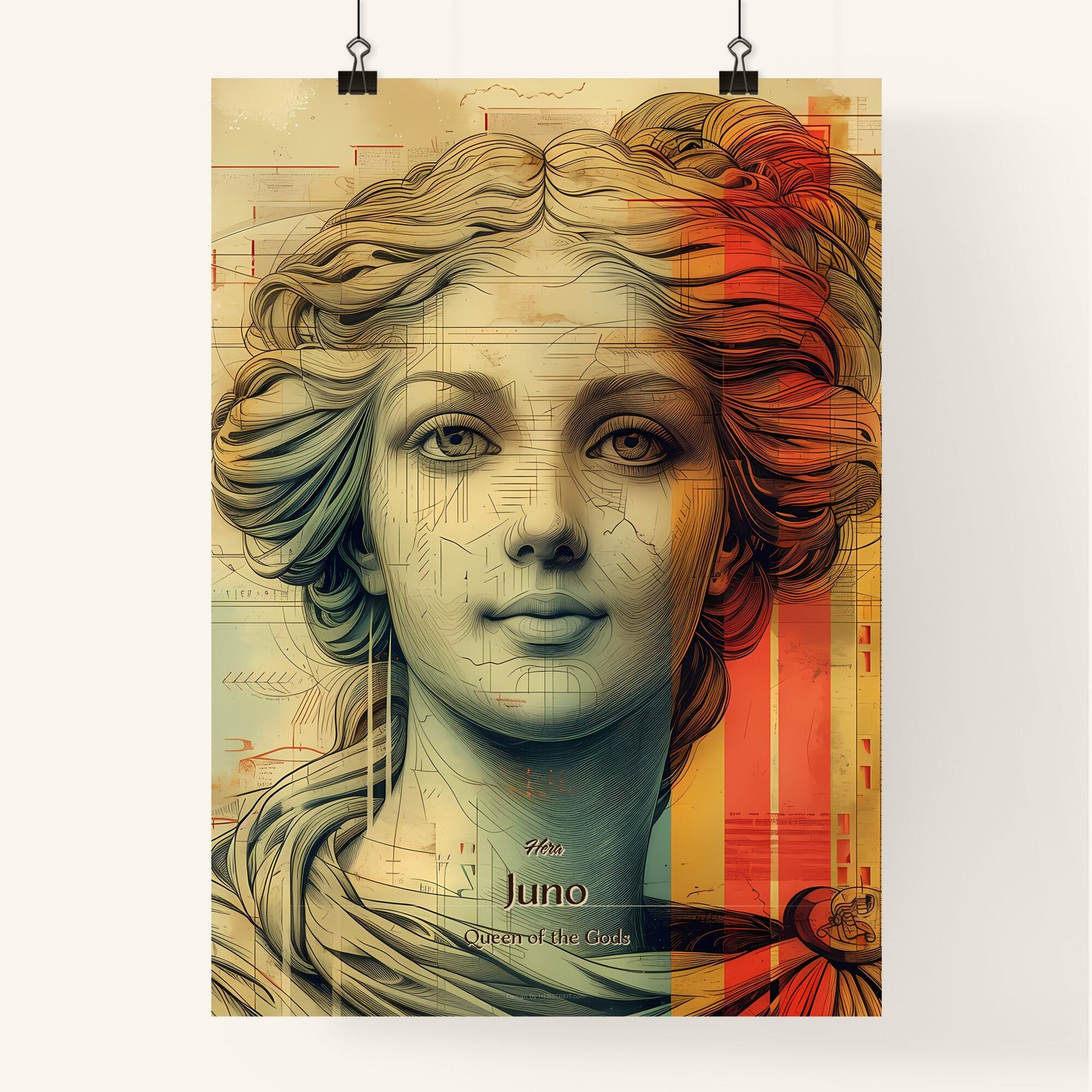 Hera, Juno, Queen of the Gods, A Poster of a woman_s face with a pattern Default Title
