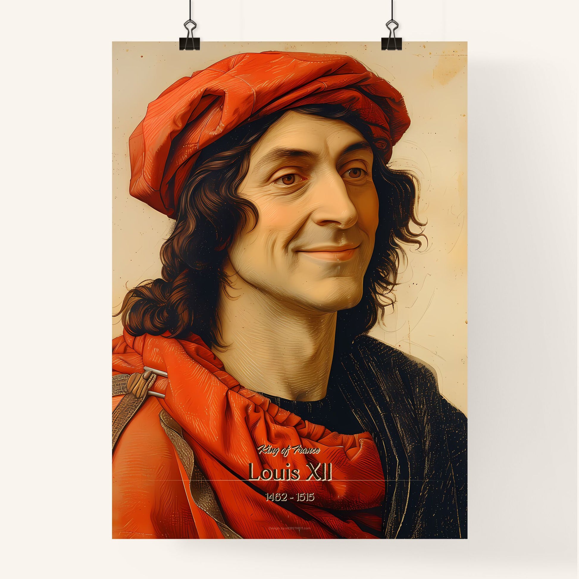 King of France, Louis XII, 1462 - 1515, A Poster of a painting of a man wearing a red hat Default Title