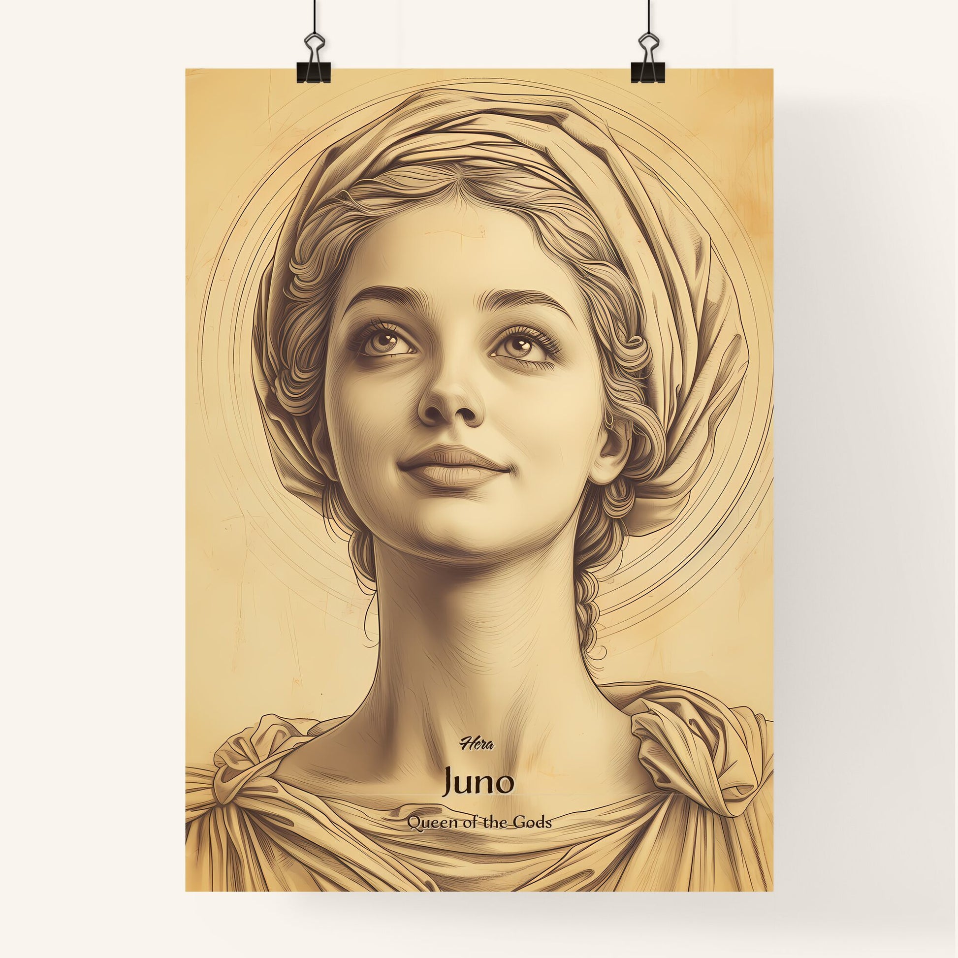 Hera, Juno, Queen of the Gods, A Poster of a drawing of a woman Default Title