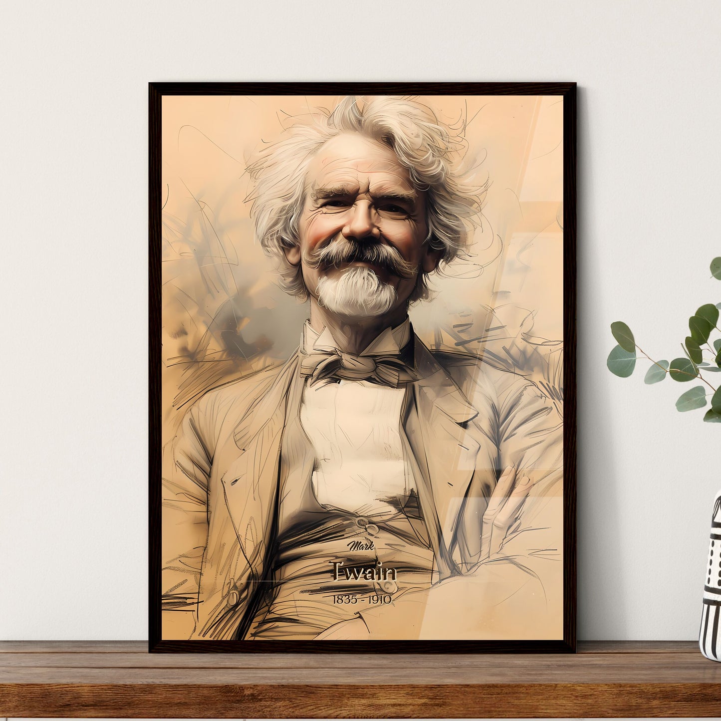 Mark, Twain, 1835 - 1910, A Poster of a man with a mustache and a bow tie Default Title