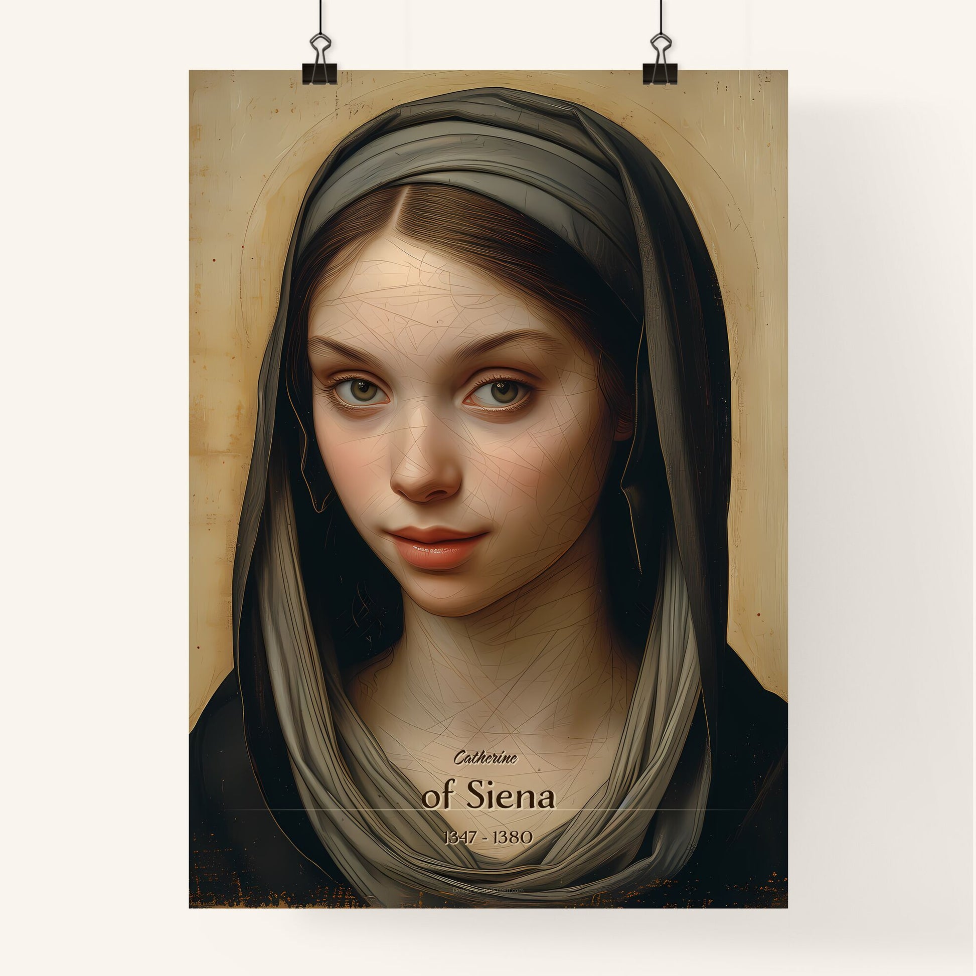 Catherine, of Siena, 1347 - 1380, A Poster of a woman with a scarf on her head Default Title
