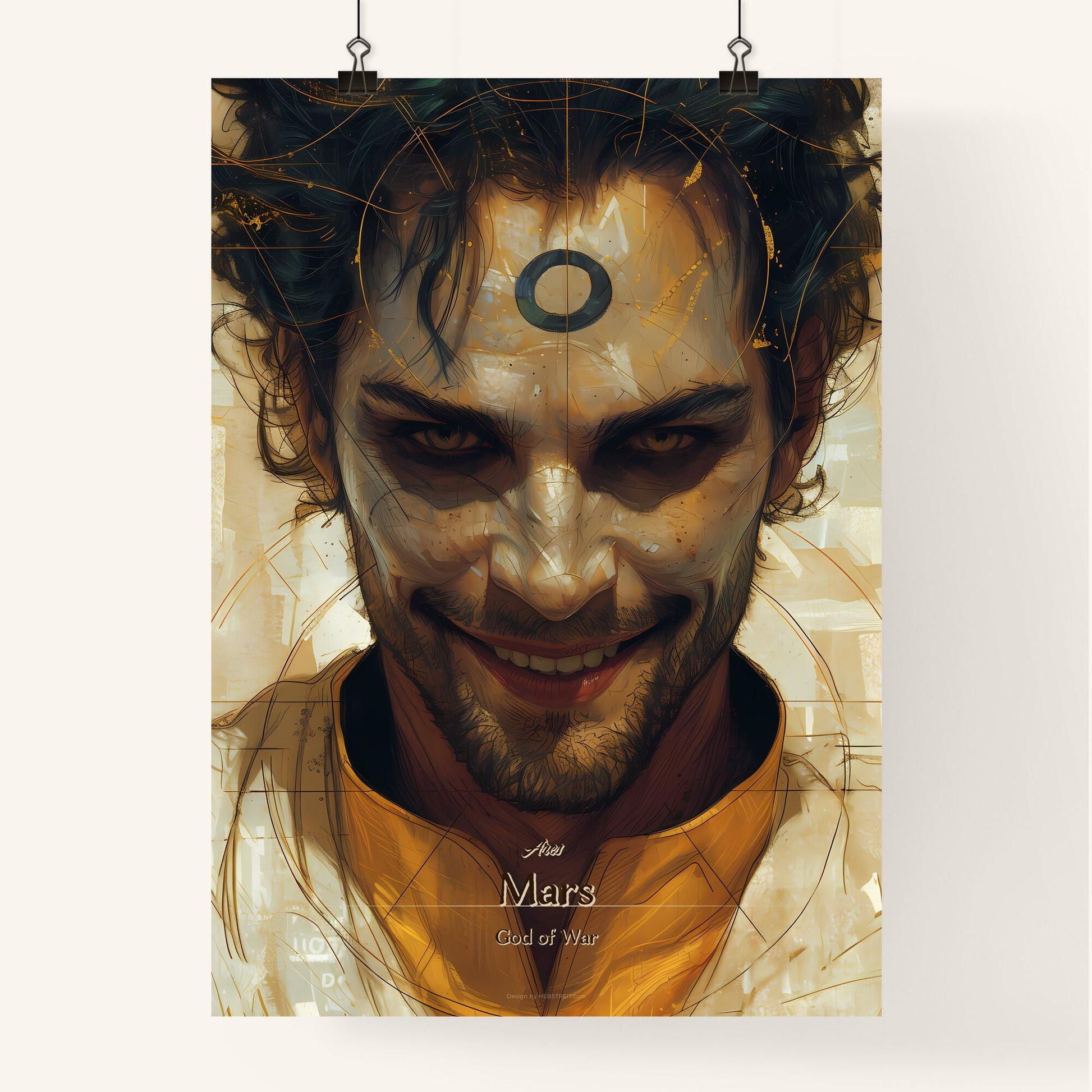 Ares, Mars, God of War, A Poster of a man with a tattoo on his face Default Title