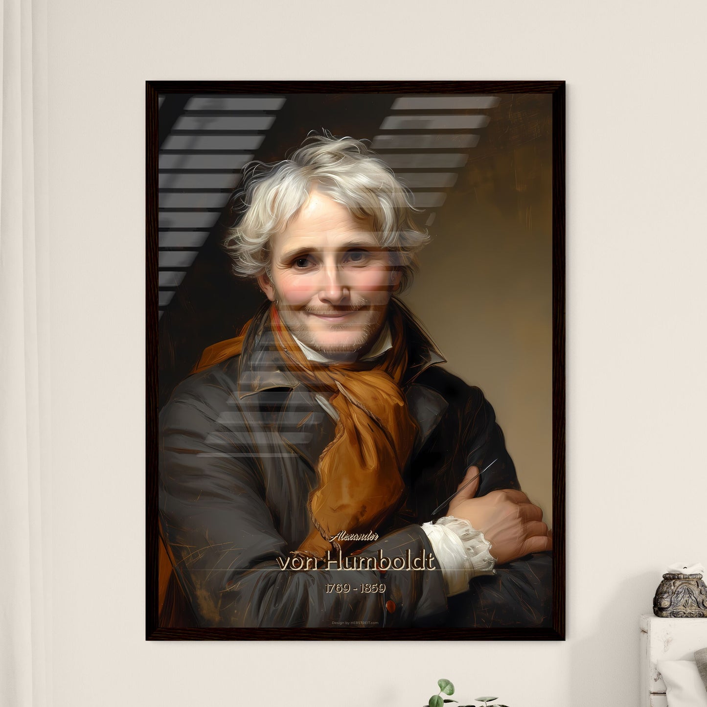 Alexander, von Humboldt, 1769 - 1859, A Poster of a man with white hair and a brown scarf Default Title