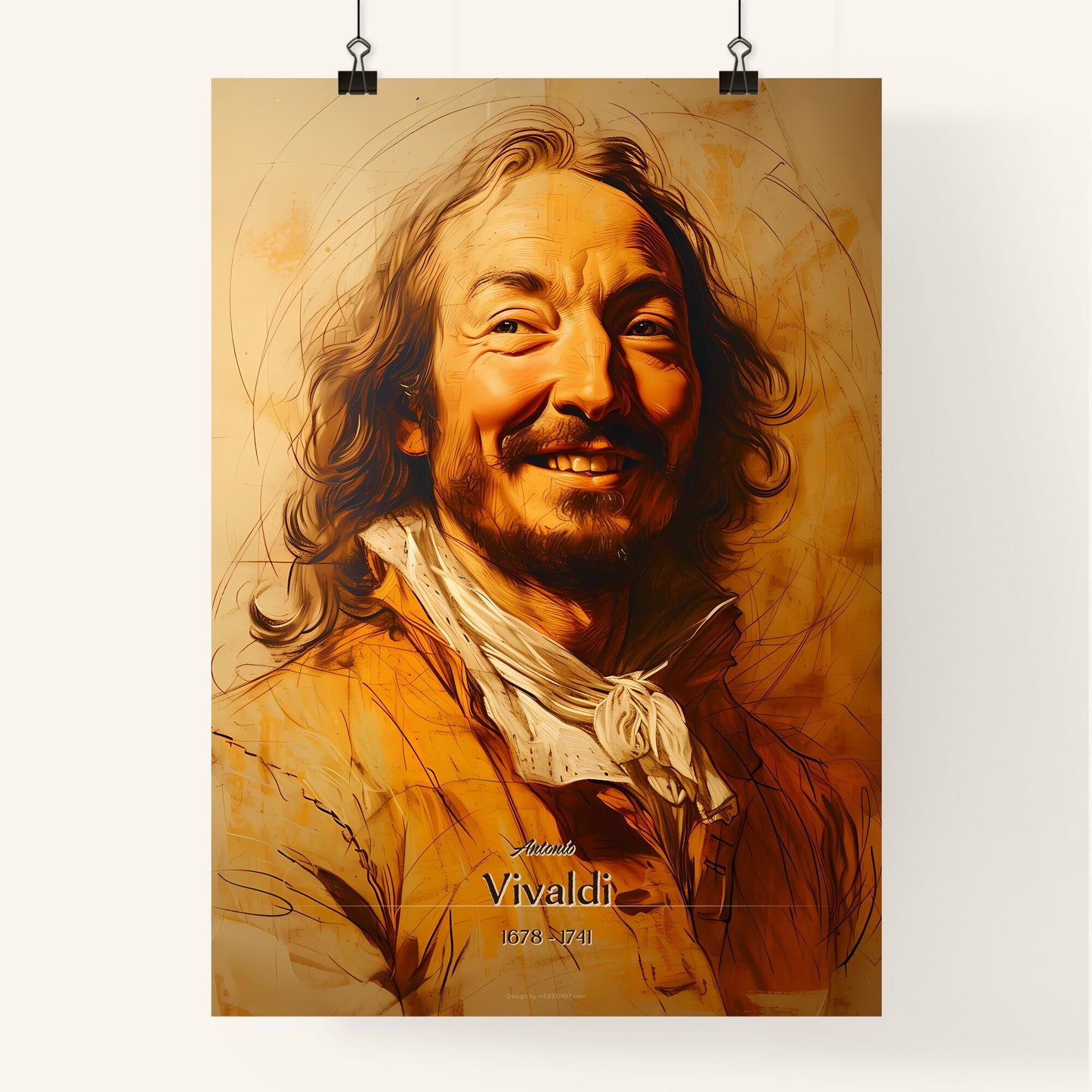 Antonio, Vivaldi, 1678 - 1741, A Poster of a man with long hair and a beard Default Title