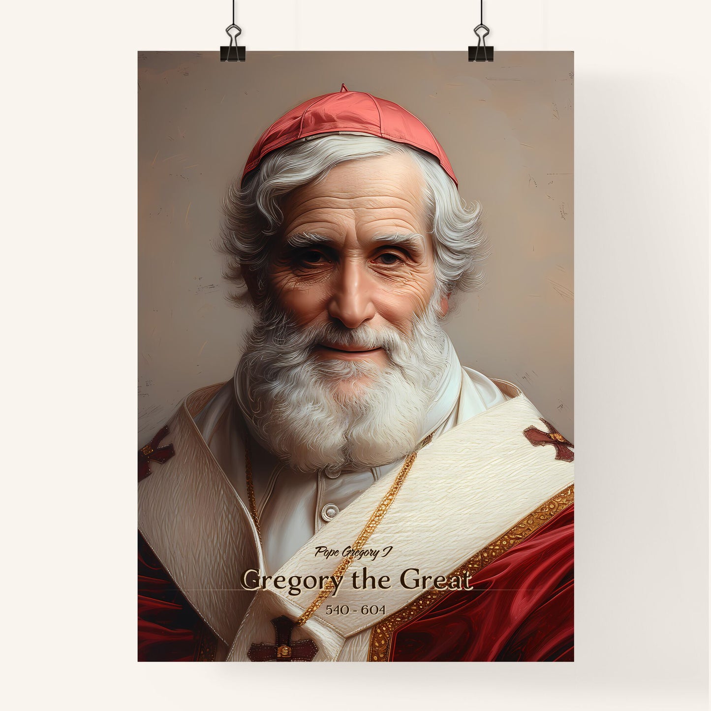 Pope Gregory I, Gregory the Great, 540 - 604, A Poster of a man in a red hat and robe Default Title