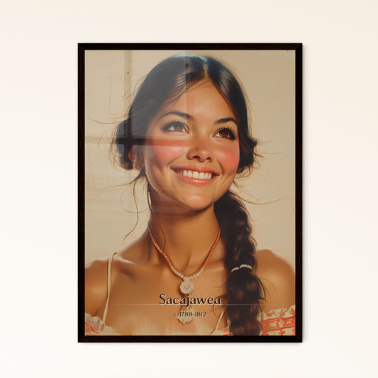 Sacajawea, c. 1788-1812, A Poster of a woman smiling with braided hair and necklace Default Title