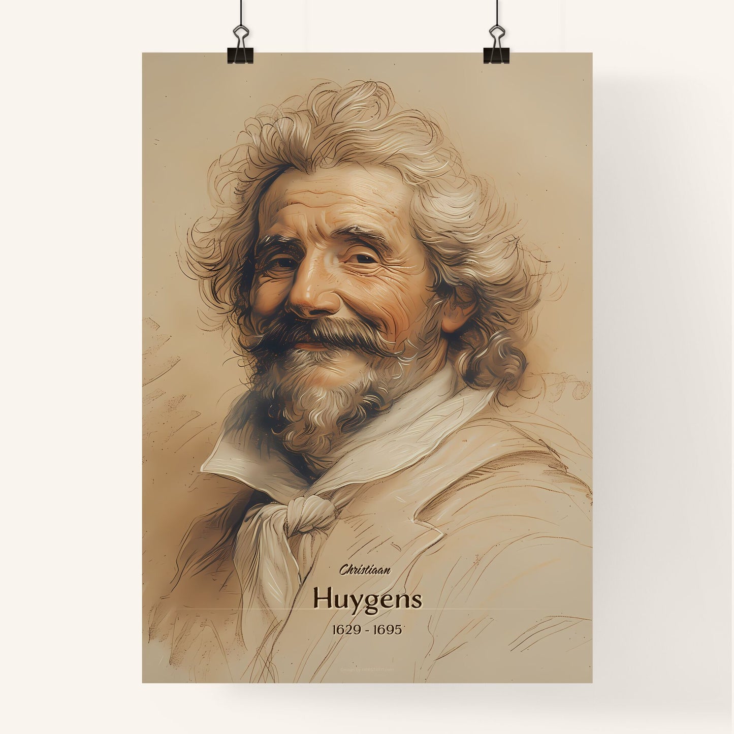 Christiaan, Huygens, 1629 - 1695, A Poster of a painting of a man with a mustache Default Title