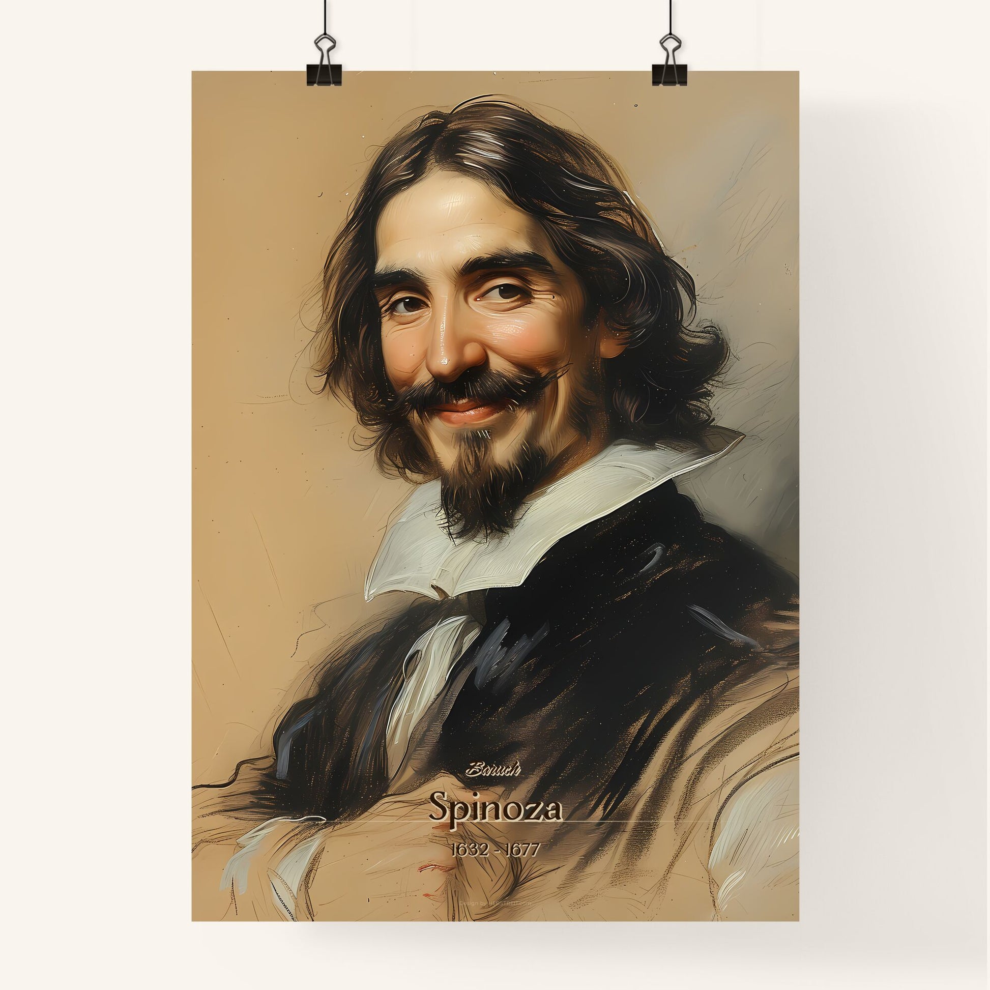 Baruch, Spinoza, 1632 - 1677, A Poster of a man with long hair and a mustache Default Title