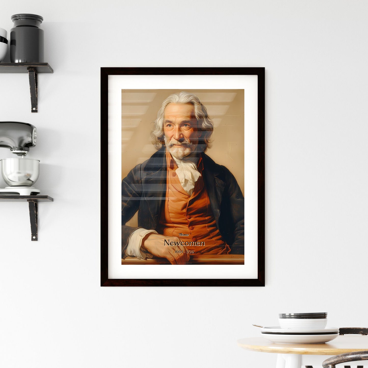 Thomas, Newcomen, 1664 - 1729, A Poster of a man with white hair and beard sitting in a chair Default Title
