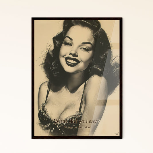 pin-up, What did you say?, Vintage art illustration, A Poster of a woman smiling at the camera Default Title