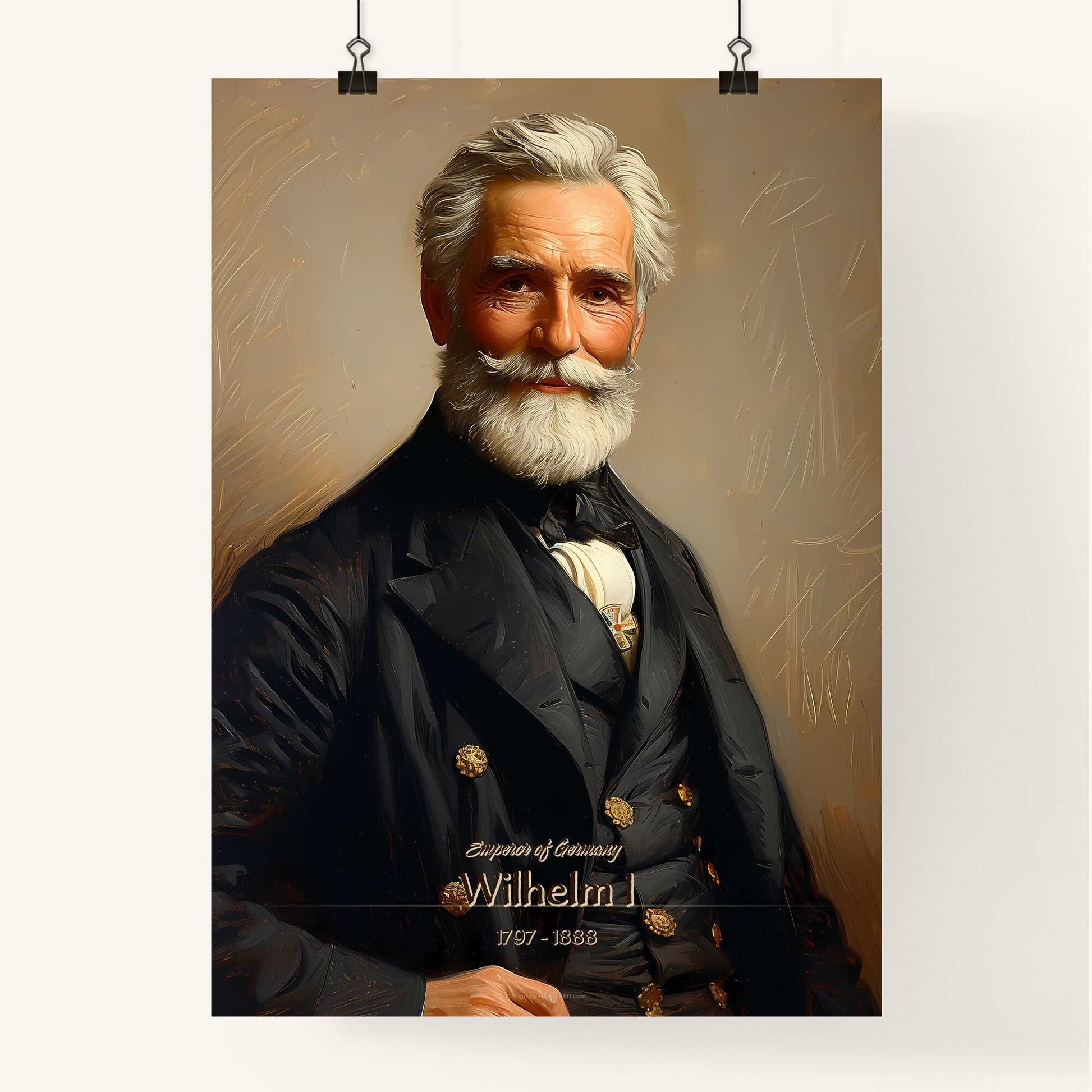 Emperor of Germany, Wilhelm I, 1797 - 1888, A Poster of a man with a white beard and mustache Default Title