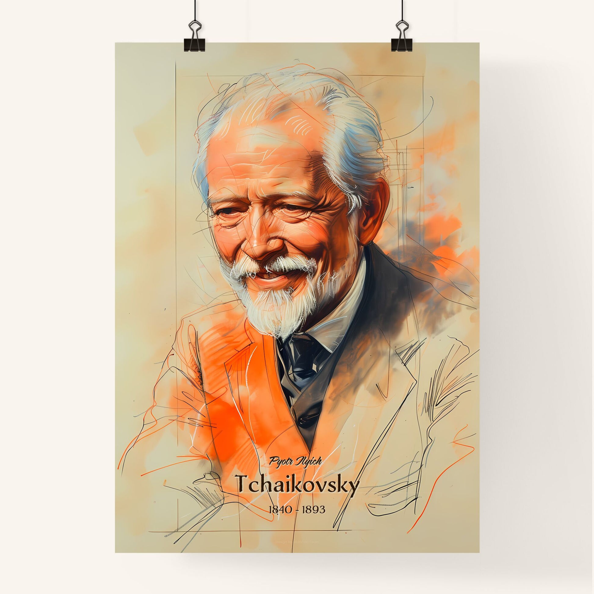 Pyotr Ilyich, Tchaikovsky, 1840 - 1893, A Poster of a drawing of a man with a beard Default Title