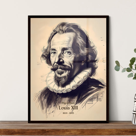 King of France, Louis XIII, 1601 - 1643, A Poster of a drawing of a man with a beard Default Title