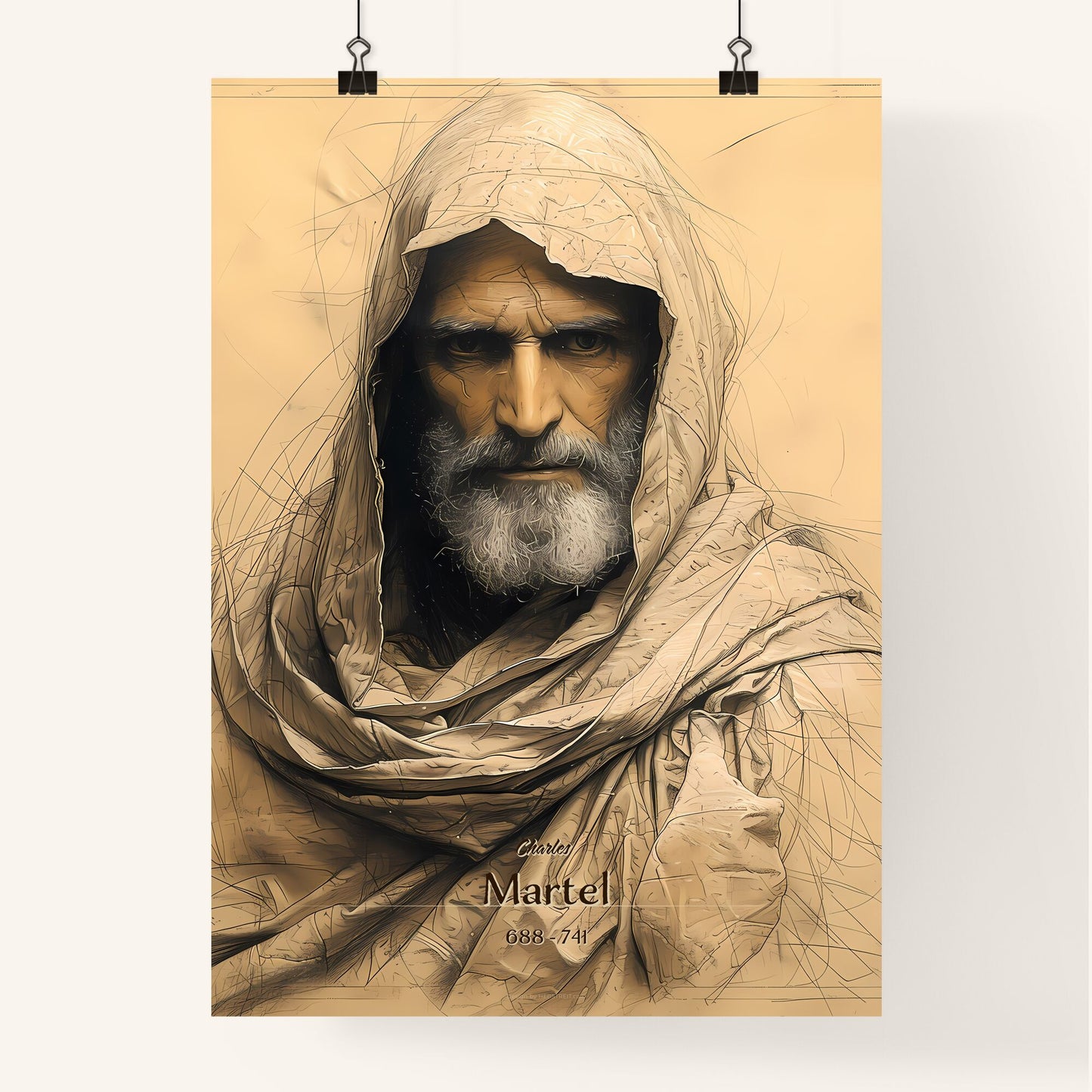 Charles, Martel, 688 - 741, A Poster of a man with a beard wearing a hood Default Title