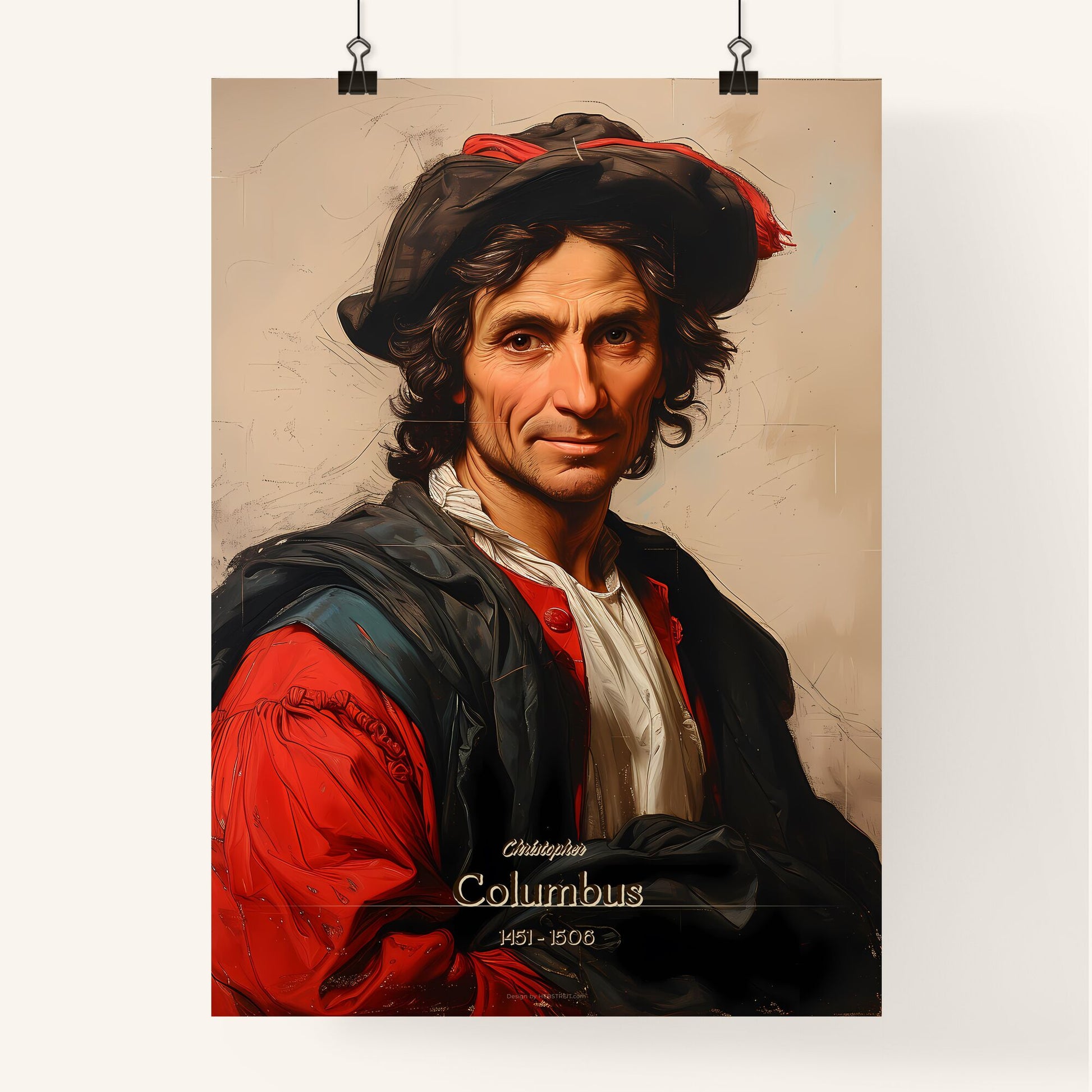 Christopher, Columbus, 1451 - 1506, A Poster of a painting of a man wearing a hat Default Title