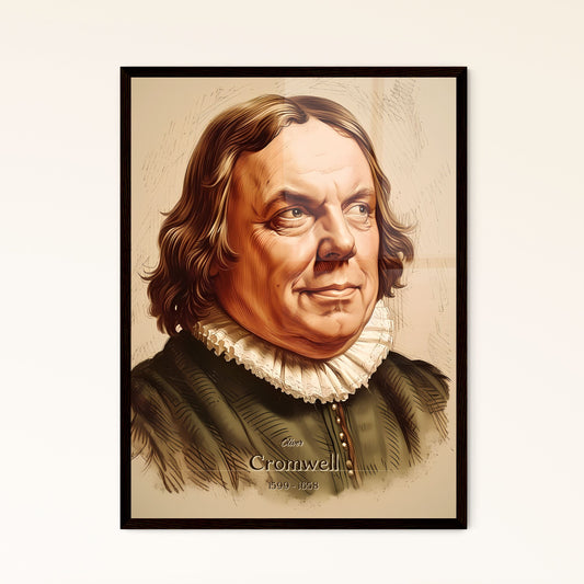 Oliver, Cromwell, 1599 - 1658, A Poster of a man with long hair wearing a ruffled collar Default Title