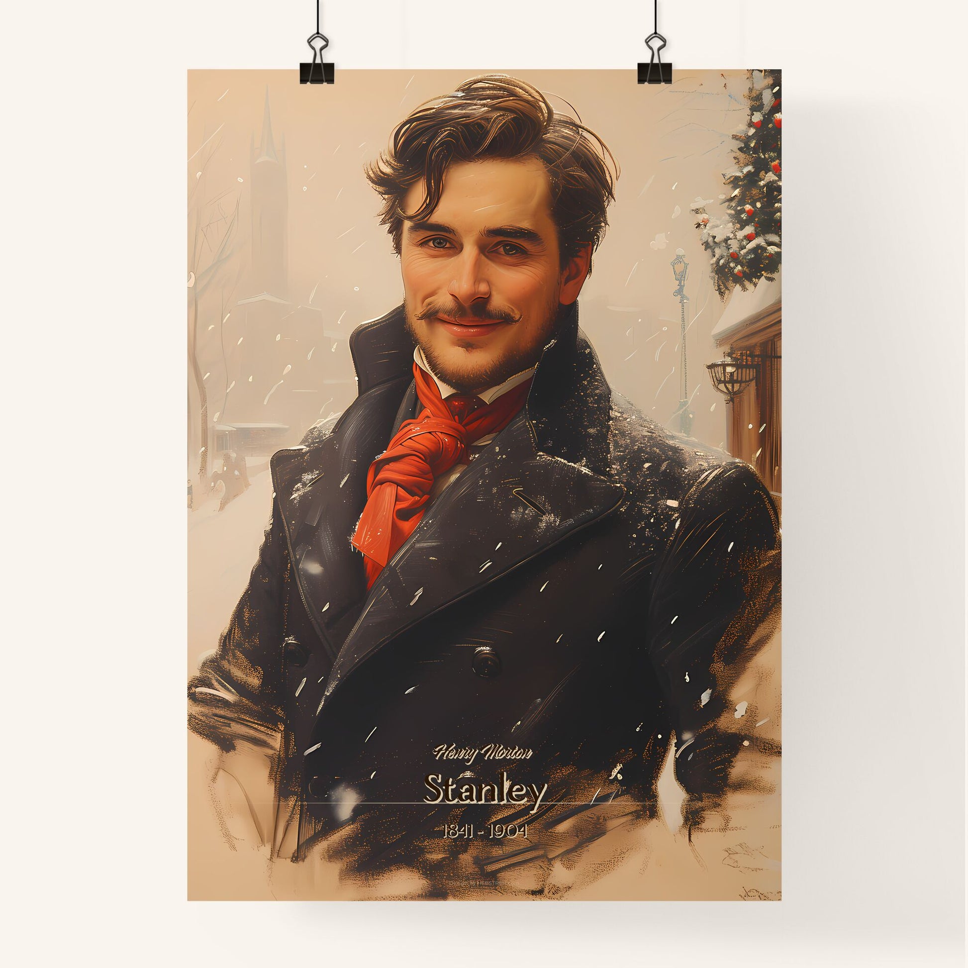 Henry Morton, Stanley, 1841 - 1904, A Poster of a man in a coat and red scarf Default Title