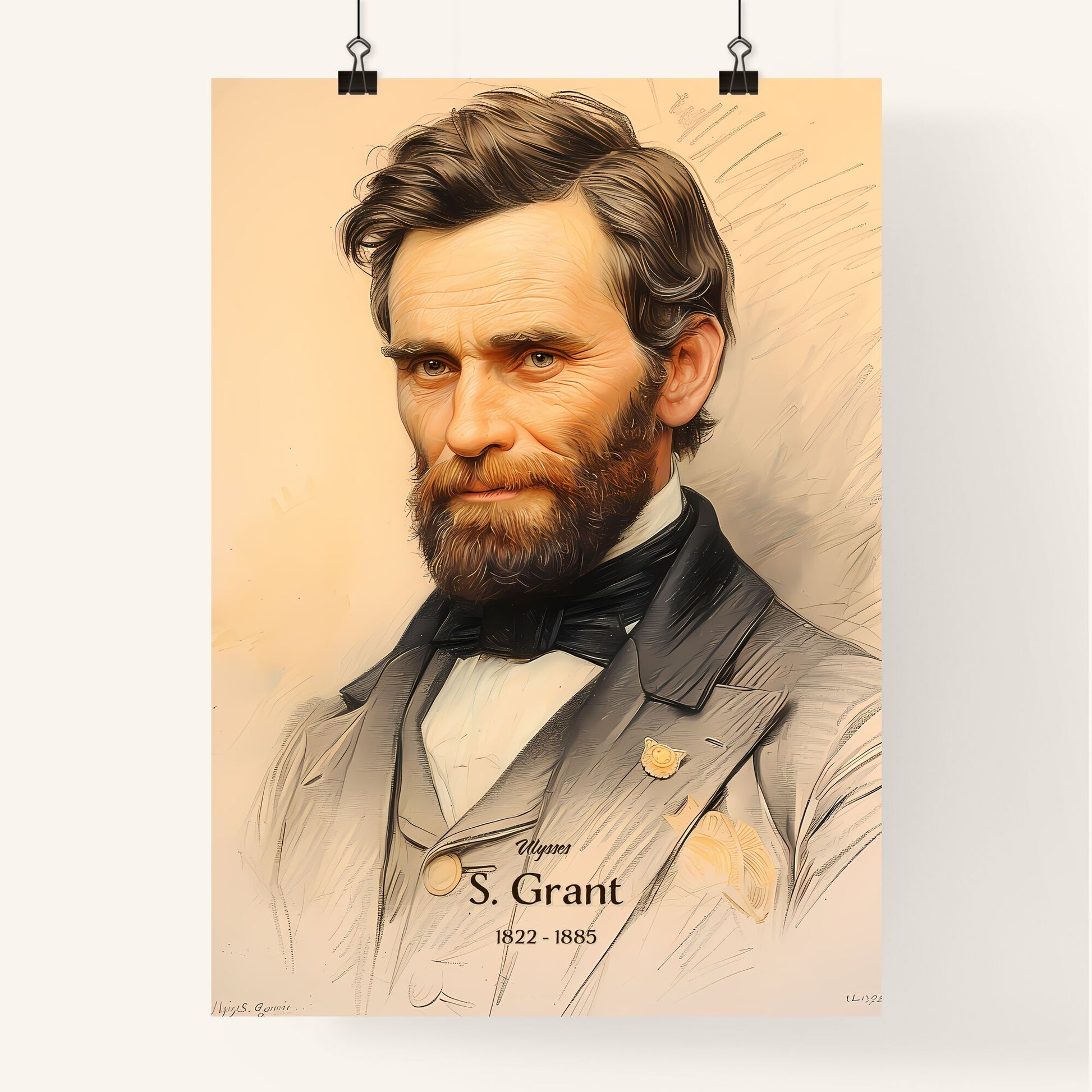 Ulysses, S. Grant, 1822 - 1885, A Poster of a man with a beard Default Title