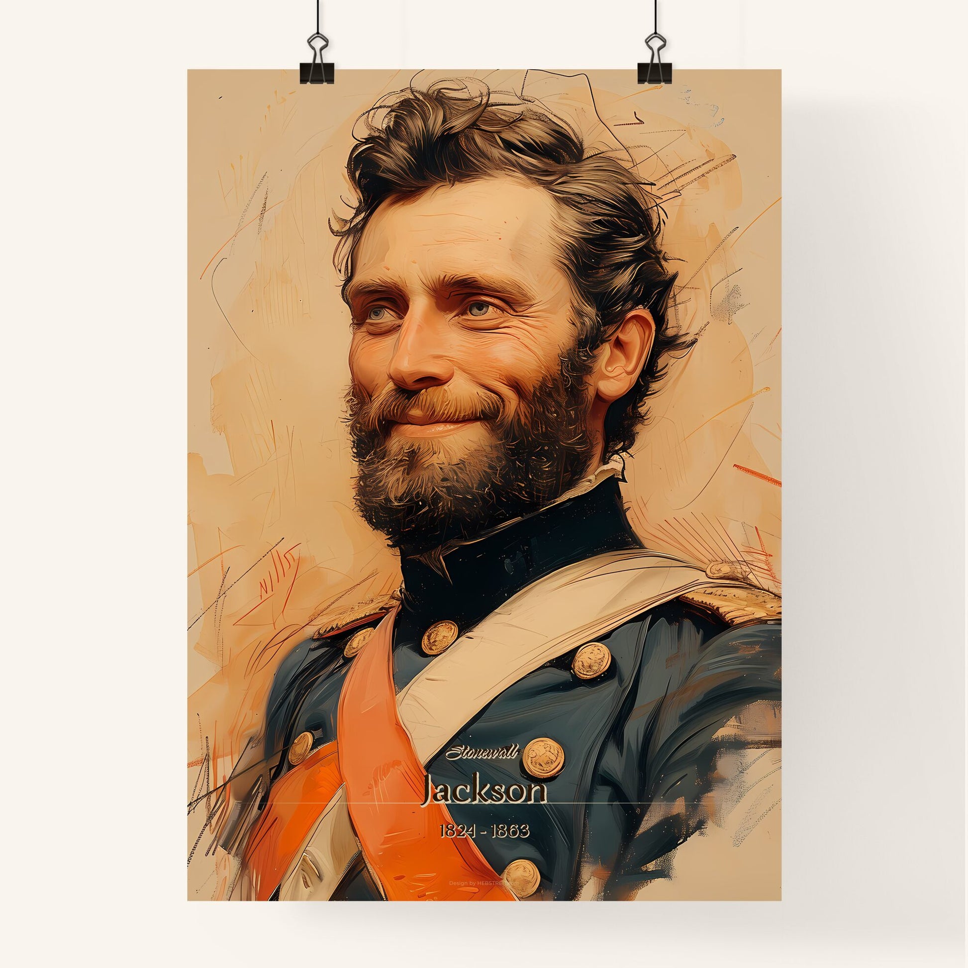 Stonewall, Jackson, 1824 - 1863, A Poster of a man in a military uniform Default Title