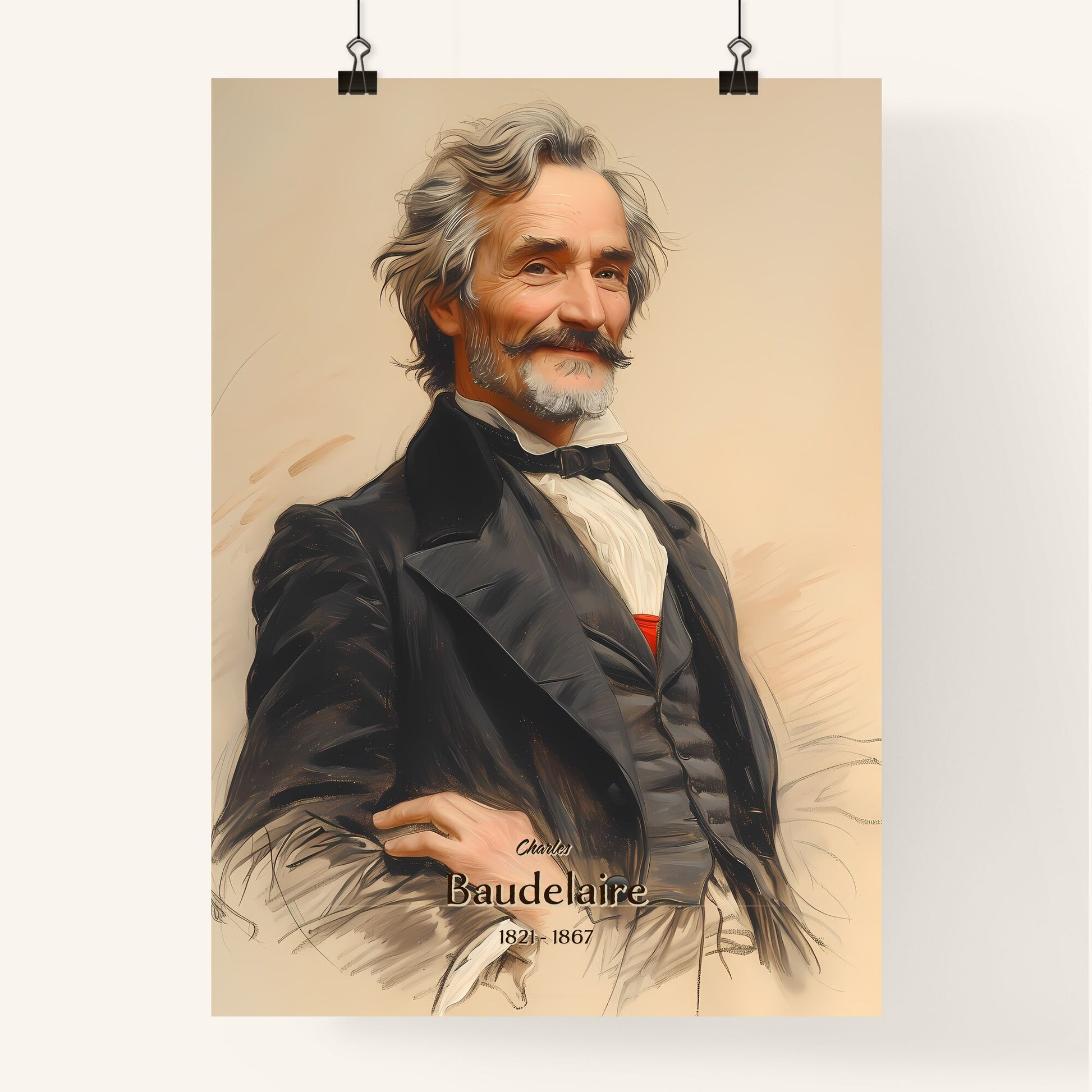 Charles, Baudelaire, 1821 - 1867, A Poster of a man with a mustache and a beard wearing a suit Default Title