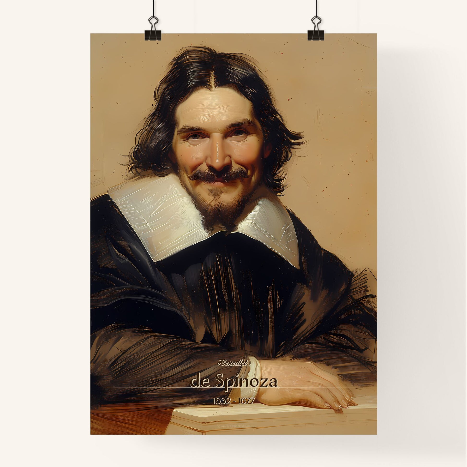 Benedict, de Spinoza, 1632 - 1677, A Poster of a man with a beard and mustache wearing a black robe Default Title
