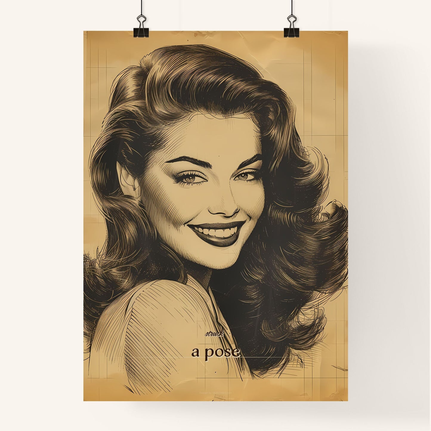 struck, a pose, A Poster of a woman with long hair smiling Default Title